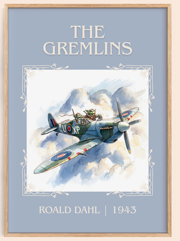 The Gremlins classic book art book poster by Roald Dahl – framed literary art print