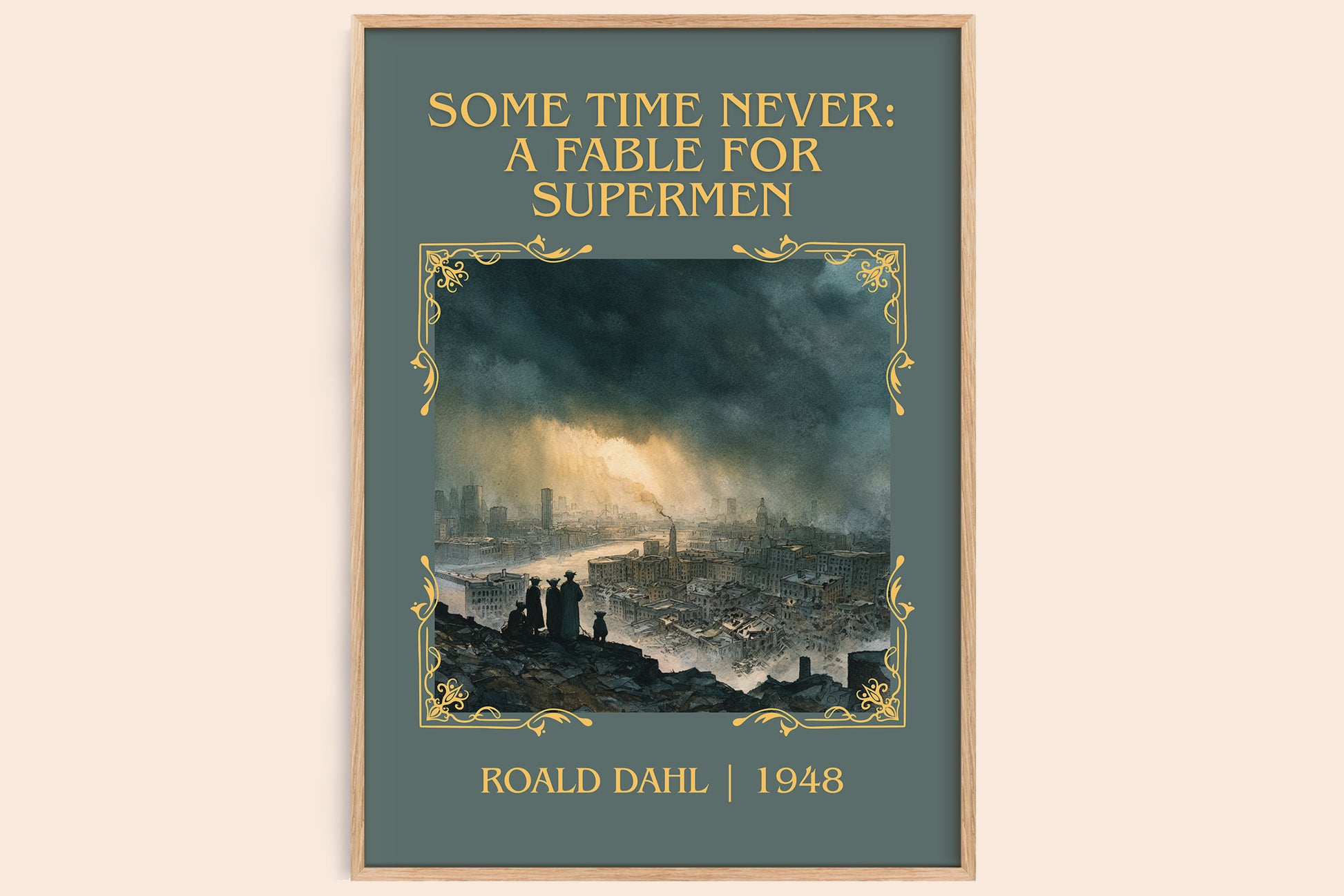 Some Time Never: A Fable for Supermen classic book art book poster by Roald Dahl – framed literary art print