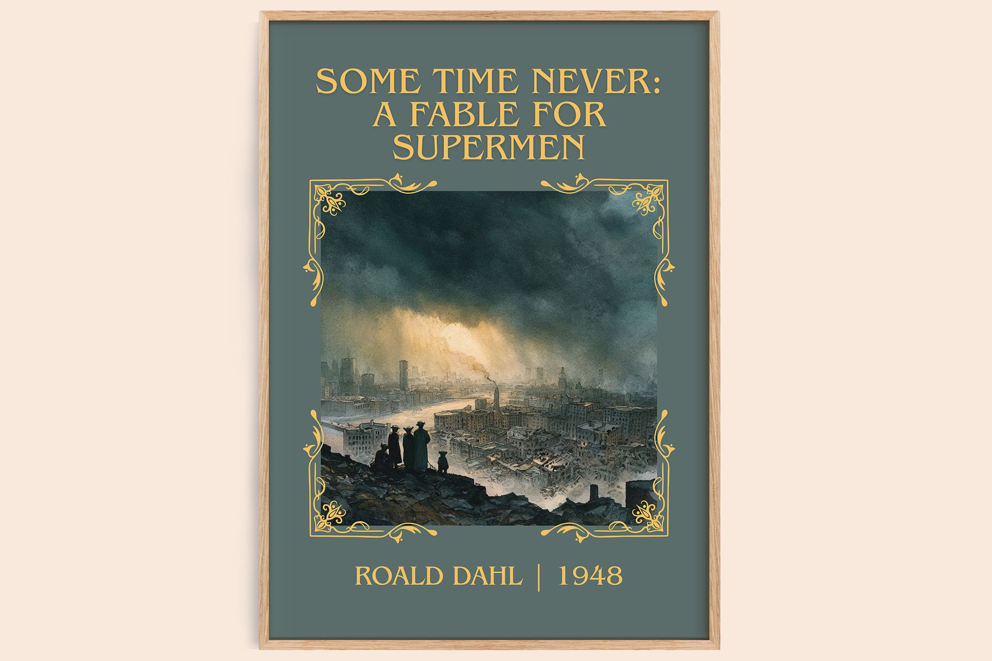 Some Time Never: A Fable for Supermen classic book art book poster by Roald Dahl – framed literary art print