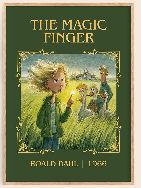 The Magic Finger classic book art book poster by Roald Dahl – framed literary art print