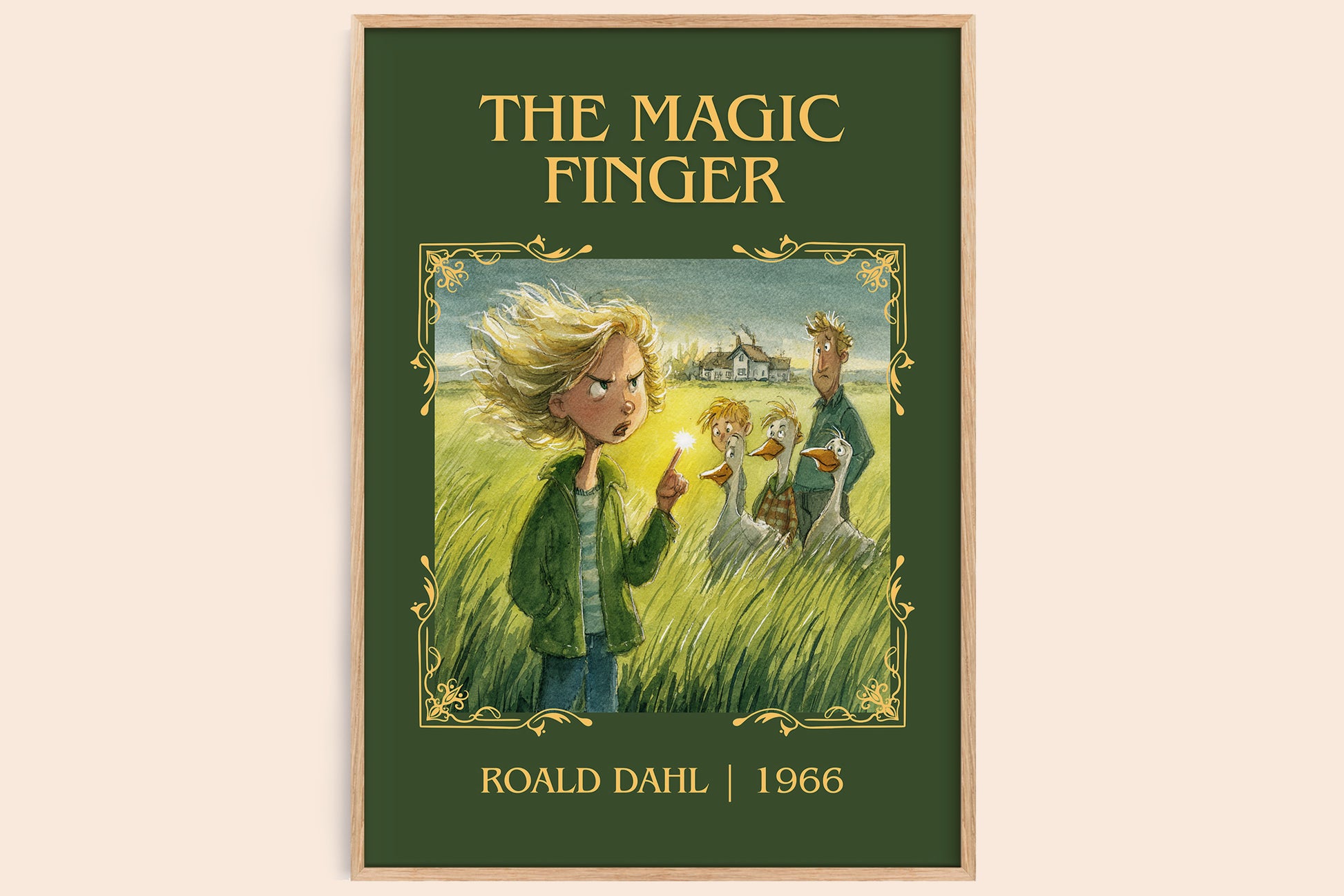 The Magic Finger classic book art book poster by Roald Dahl – framed literary art print