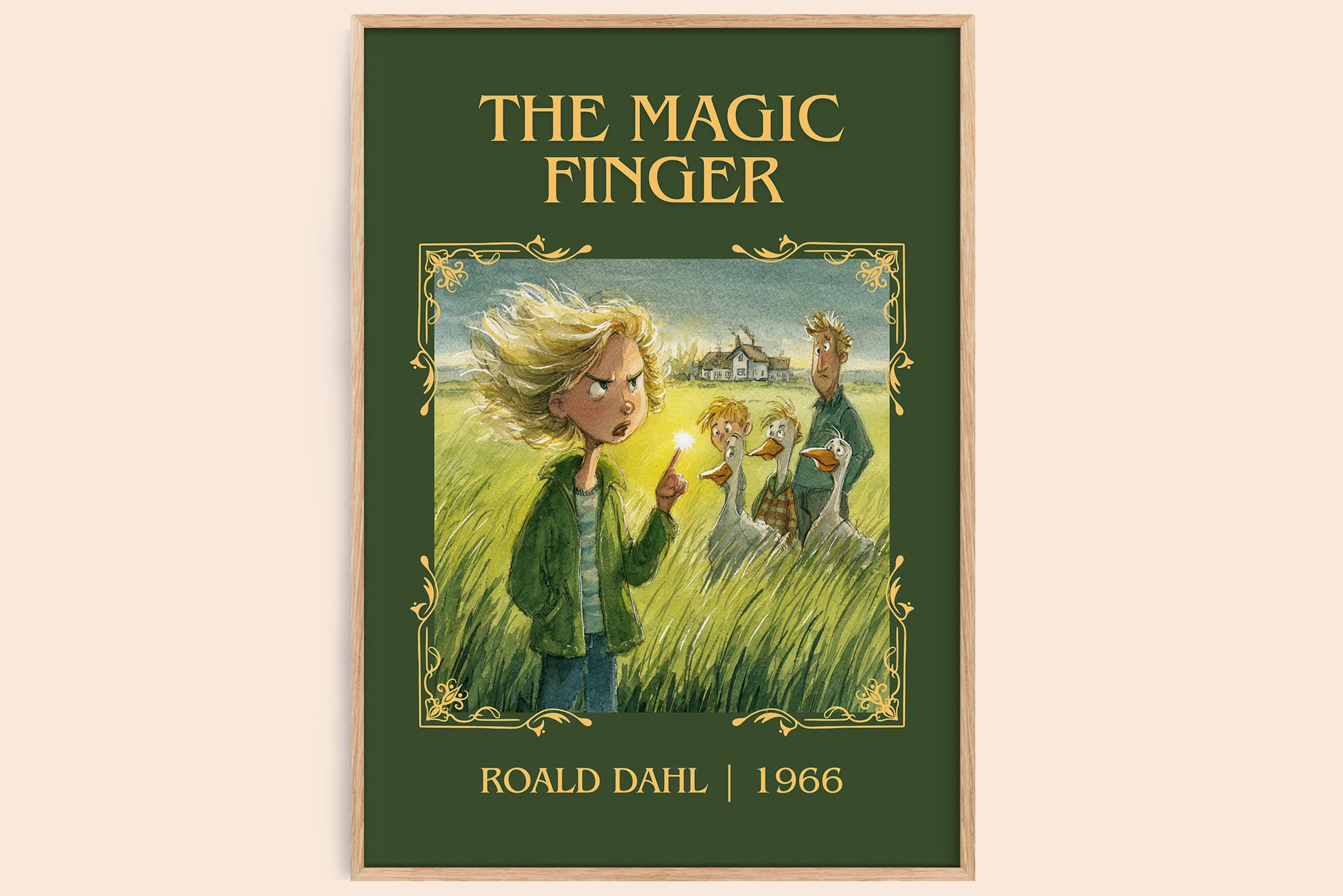 The Magic Finger classic book art book poster by Roald Dahl – framed literary art print