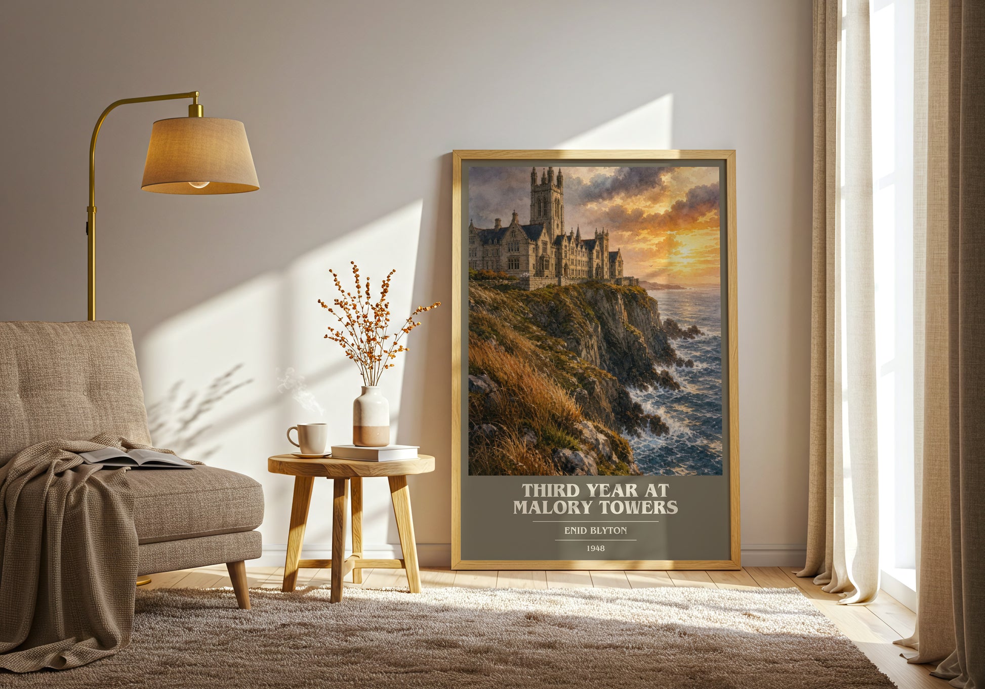 Third Year At Malory Towers book cover print on bookshelf – Enid Blyton fan gift