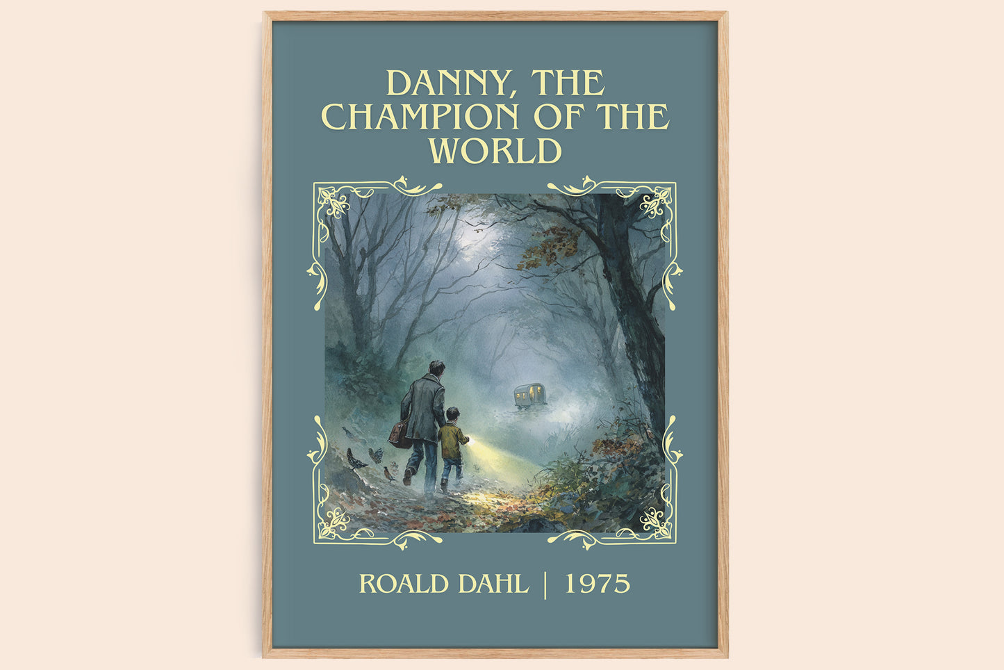 Danny, The Champion Of The World classic book art book poster by Roald Dahl – framed literary art print