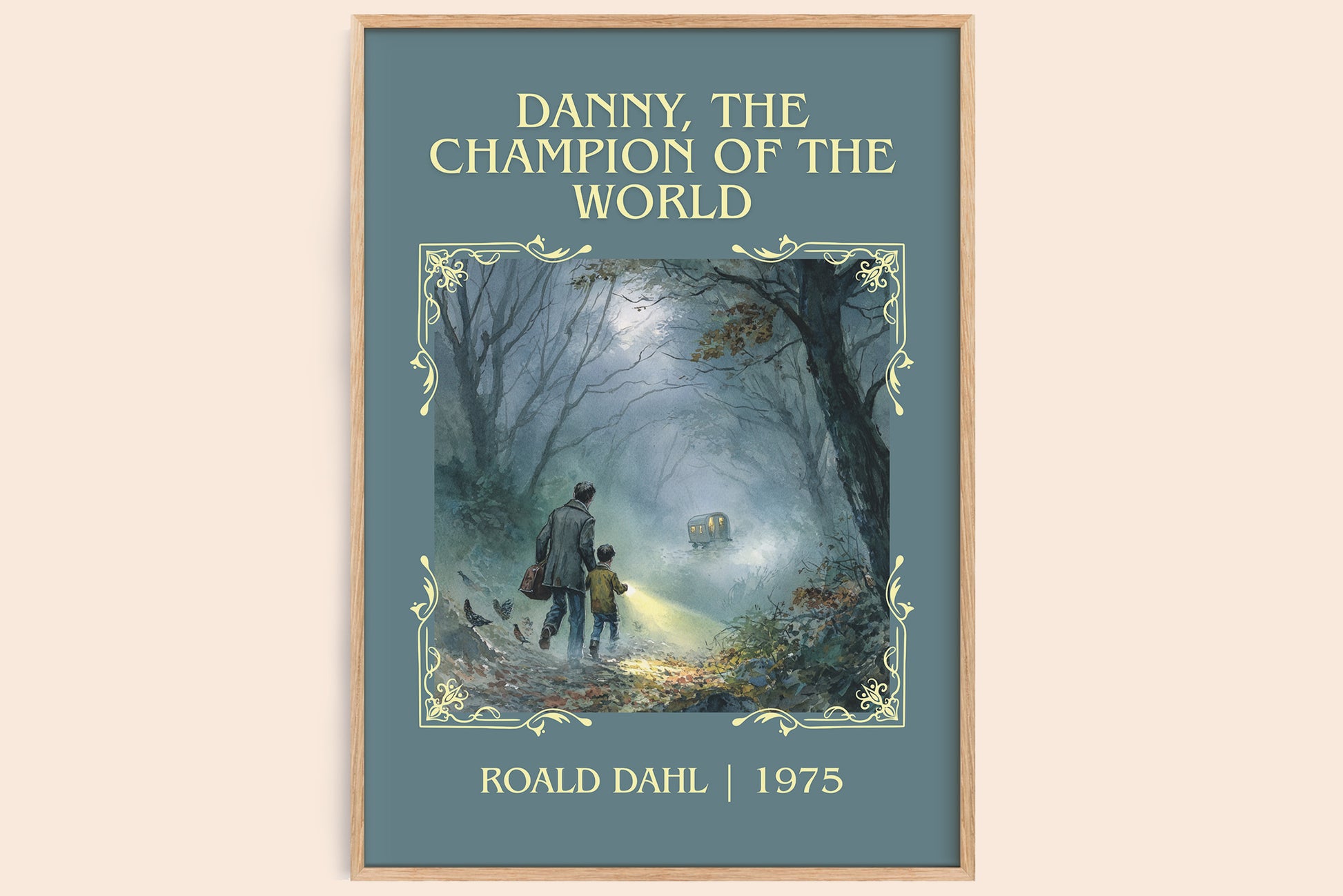 Danny, The Champion Of The World classic book art book poster by Roald Dahl – framed literary art print