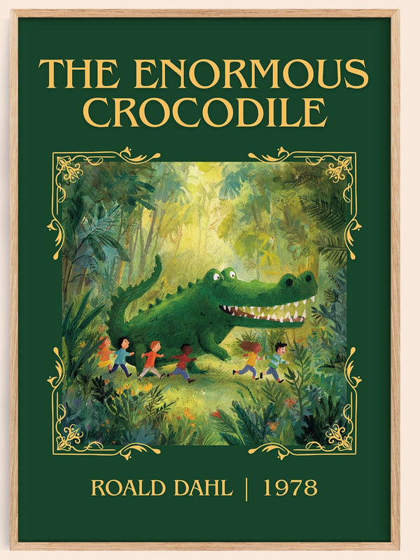 The Enormous Crocodile classic book art book poster by Roald Dahl – framed literary art print