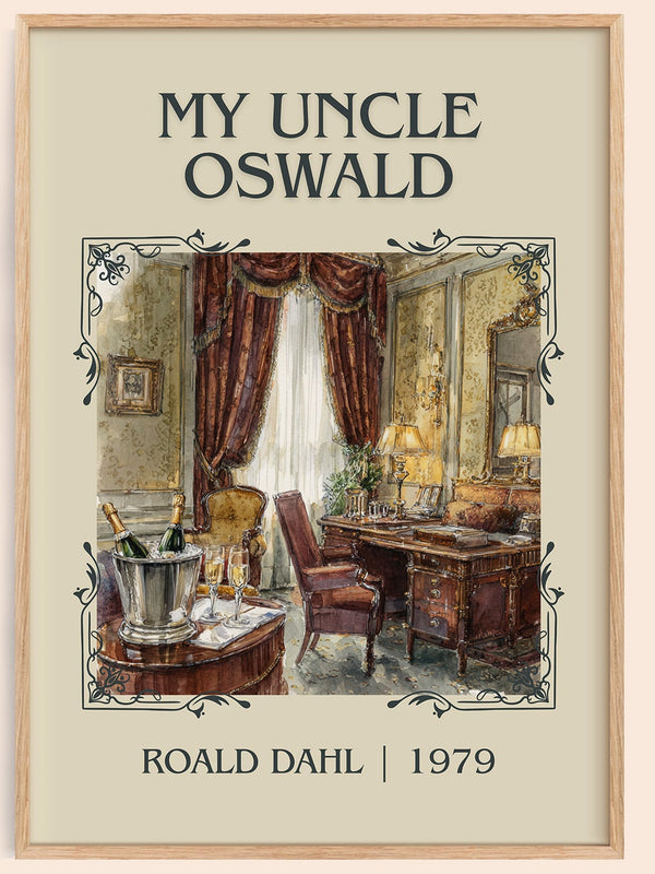 My Uncle Oswald classic book art book poster by Roald Dahl – framed literary art print