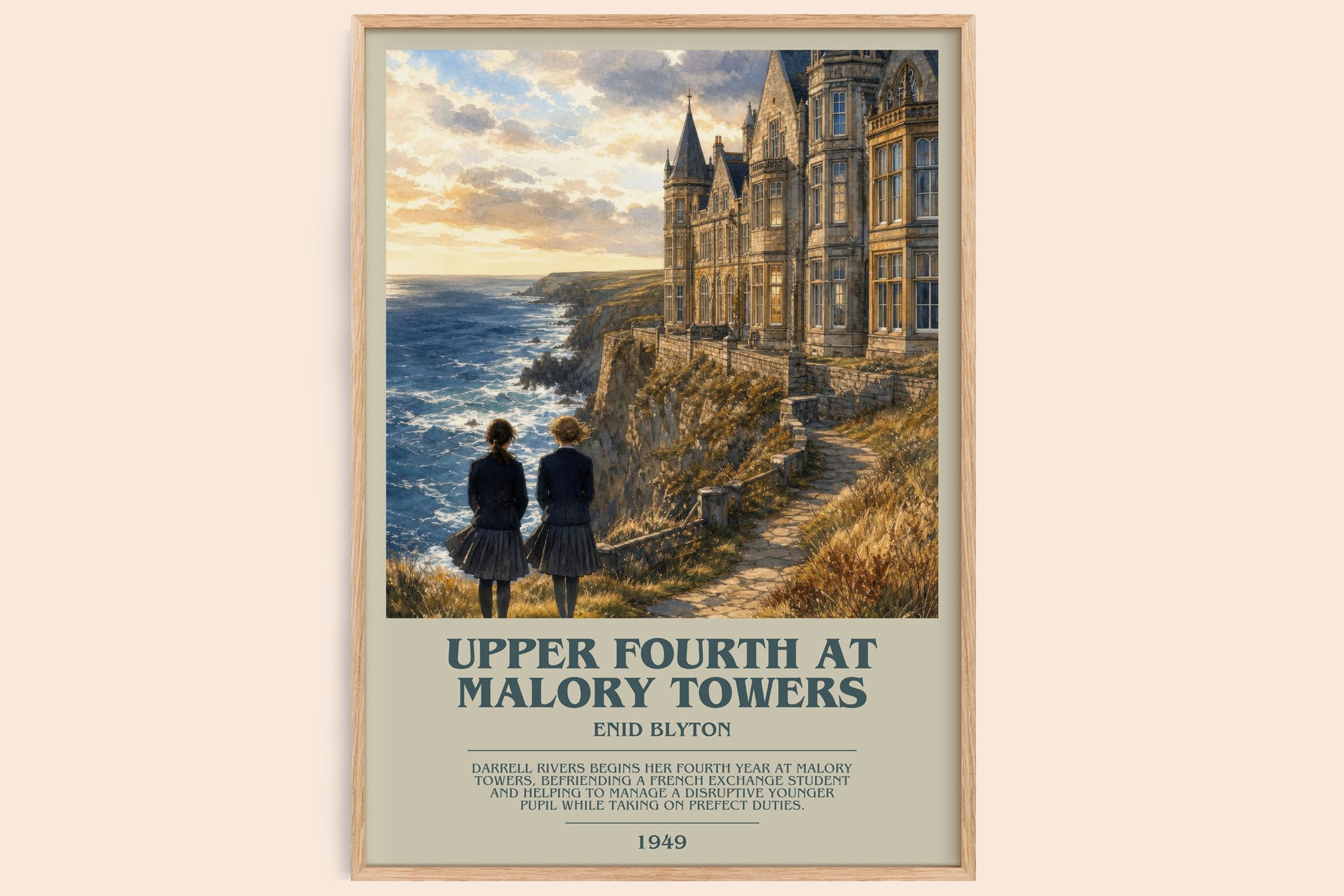 Upper Fourth At Malory Towers bookish book poster by Enid Blyton – framed literary art print