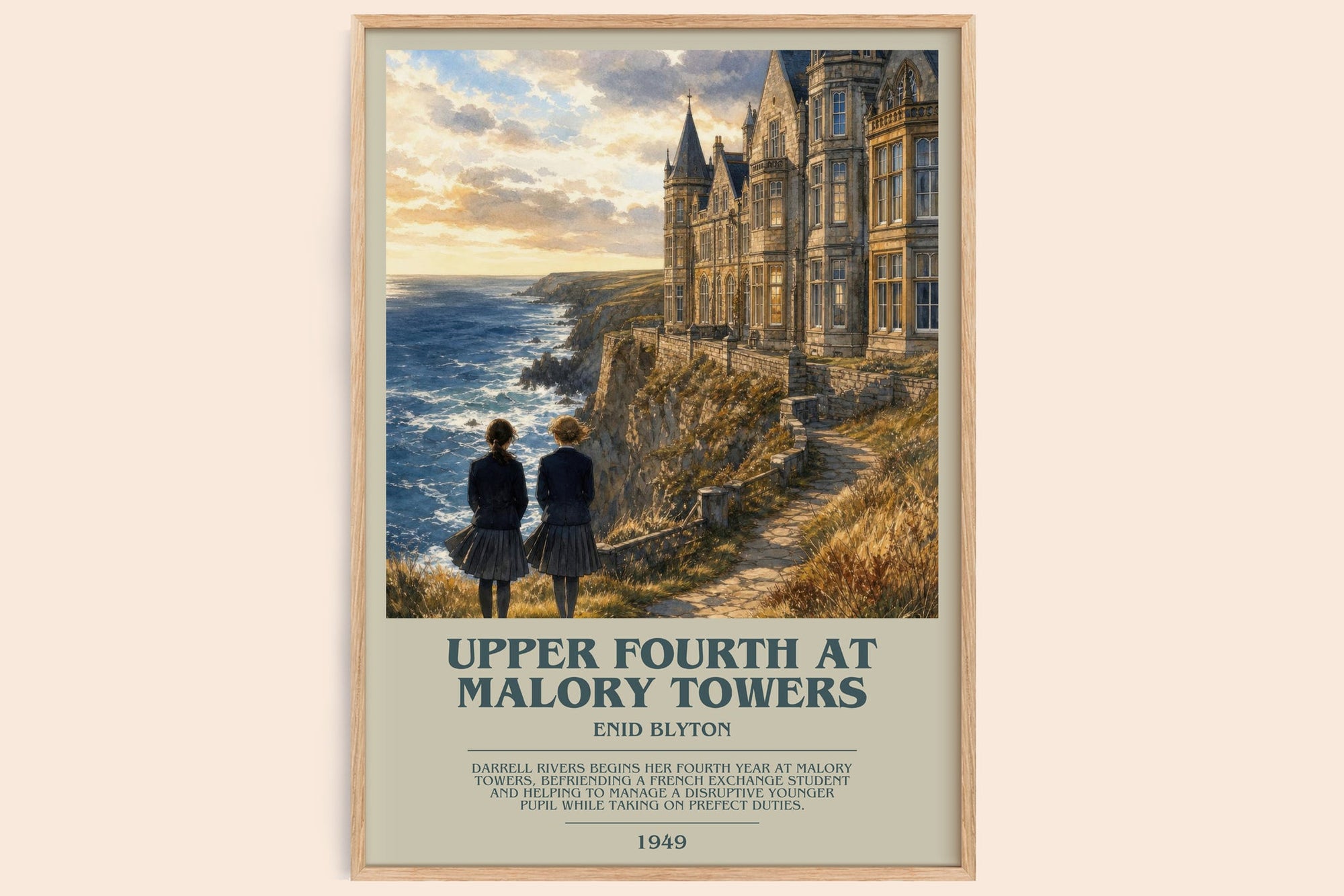 Upper Fourth At Malory Towers bookish book poster by Enid Blyton – framed literary art print