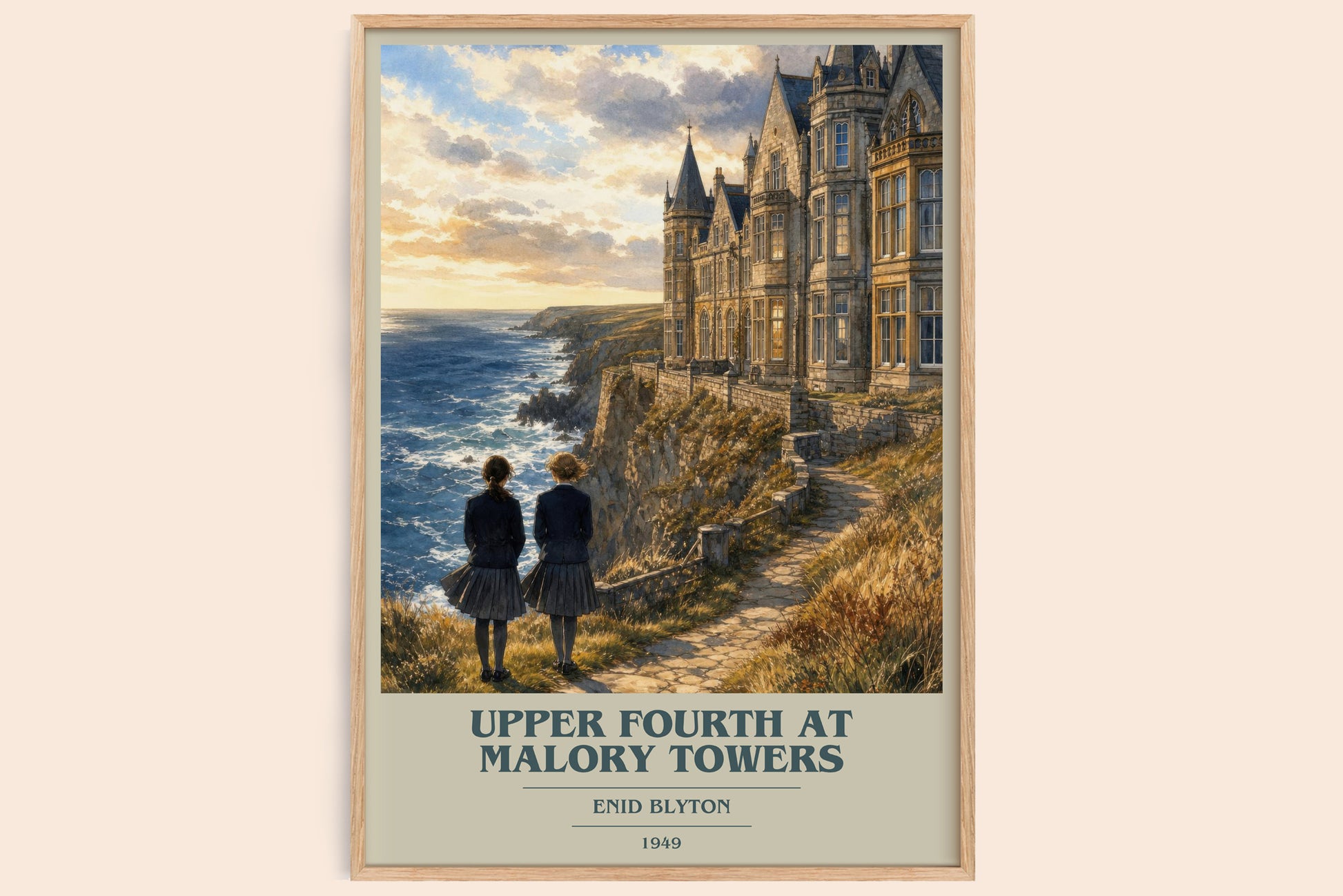 Upper Fourth At Malory Towers book cover book poster by Enid Blyton – framed literary art print