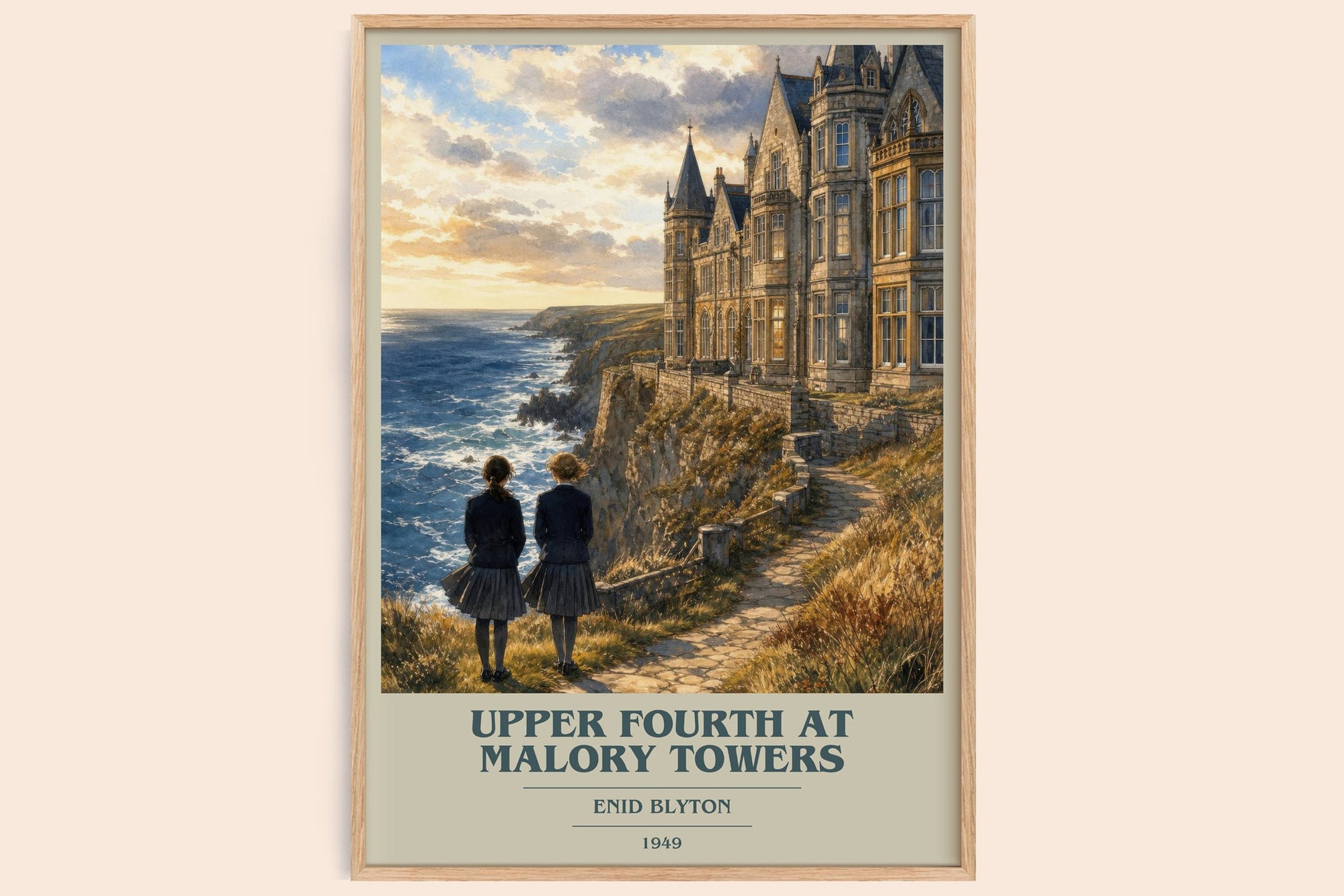 Upper Fourth At Malory Towers book cover book poster by Enid Blyton – framed literary art print