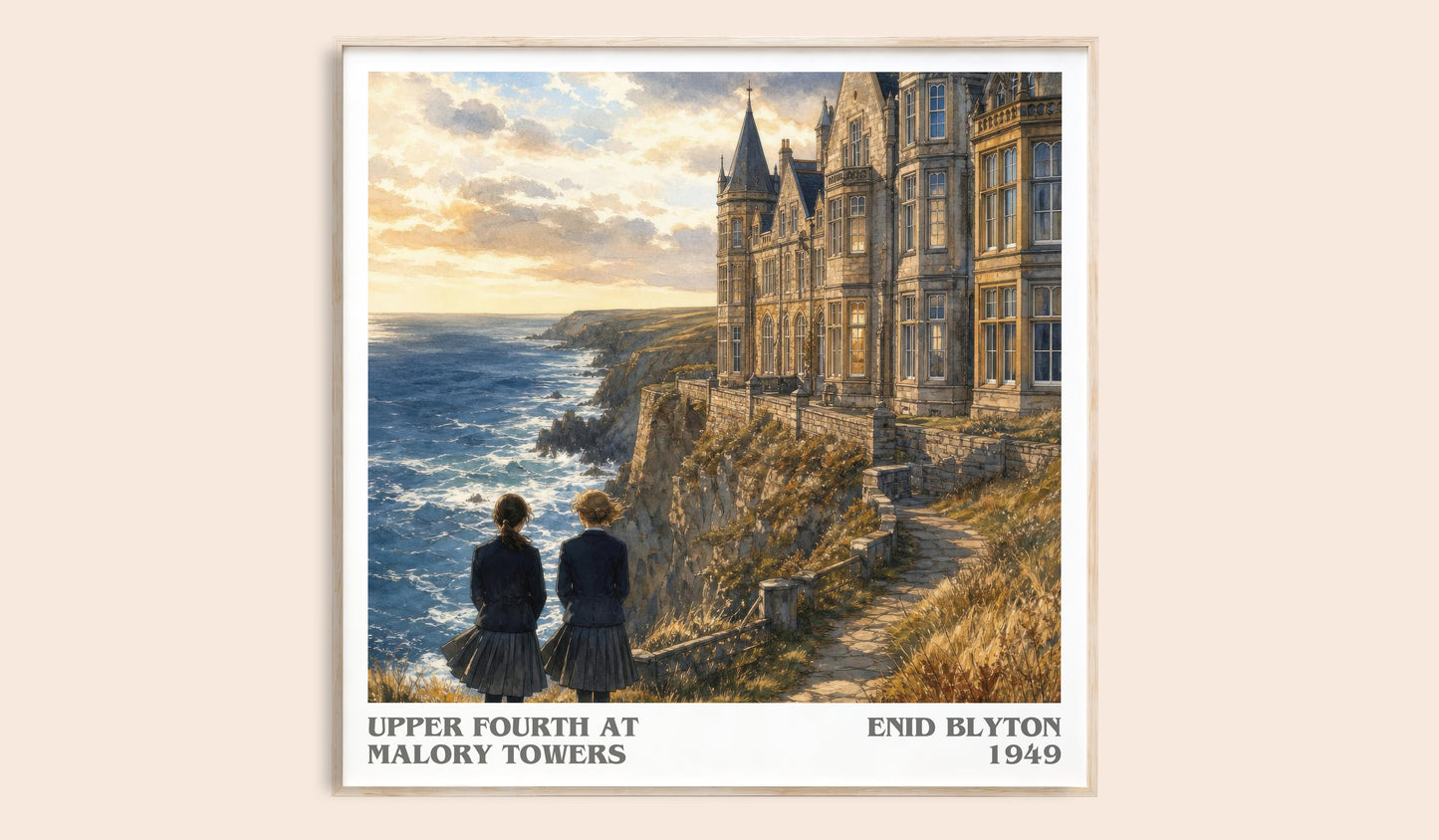 Upper Fourth At Malory Towers literary book poster by Enid Blyton – framed literary art print