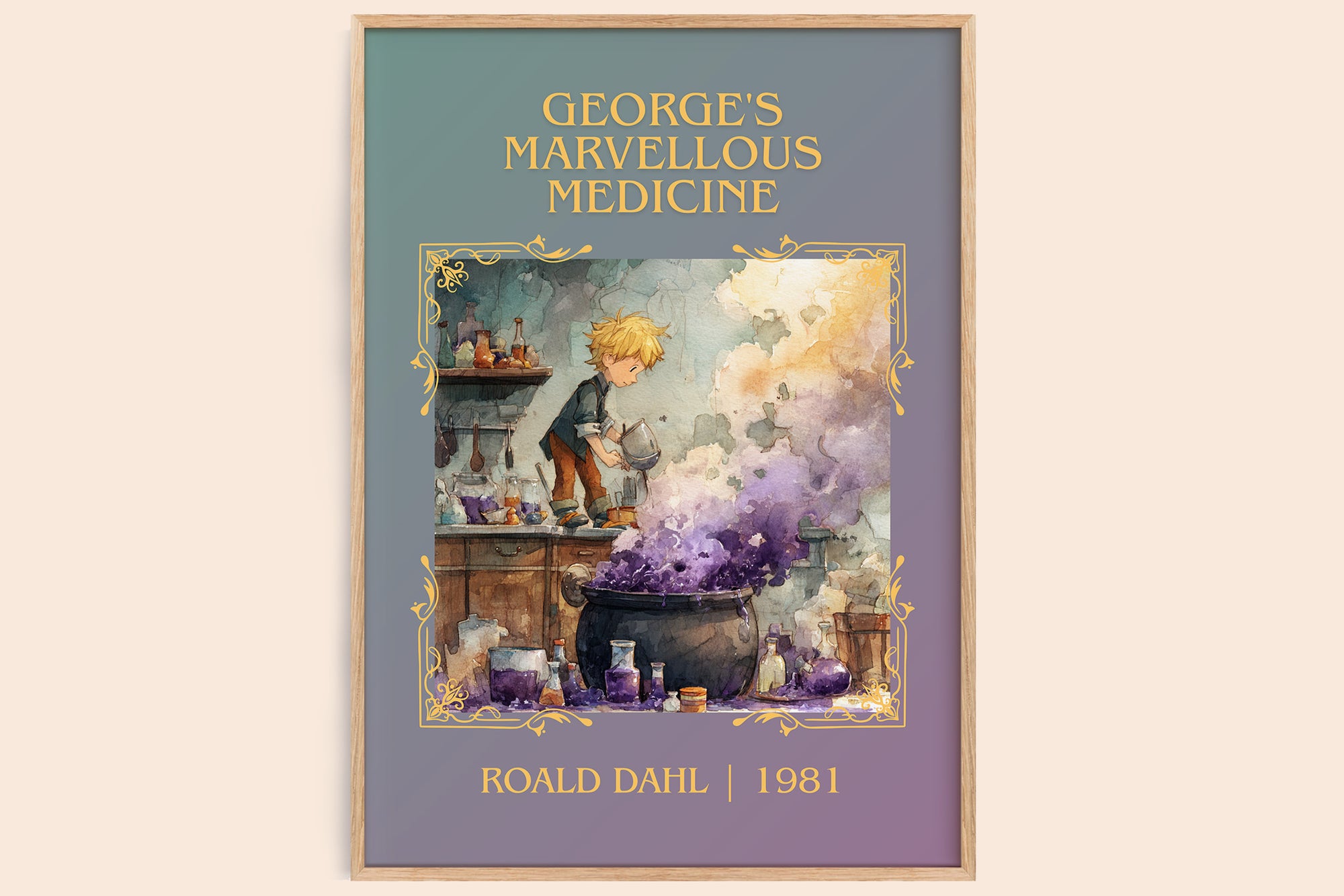 George's Marvellous Medicine classic book art book poster by Roald Dahl – framed literary art print