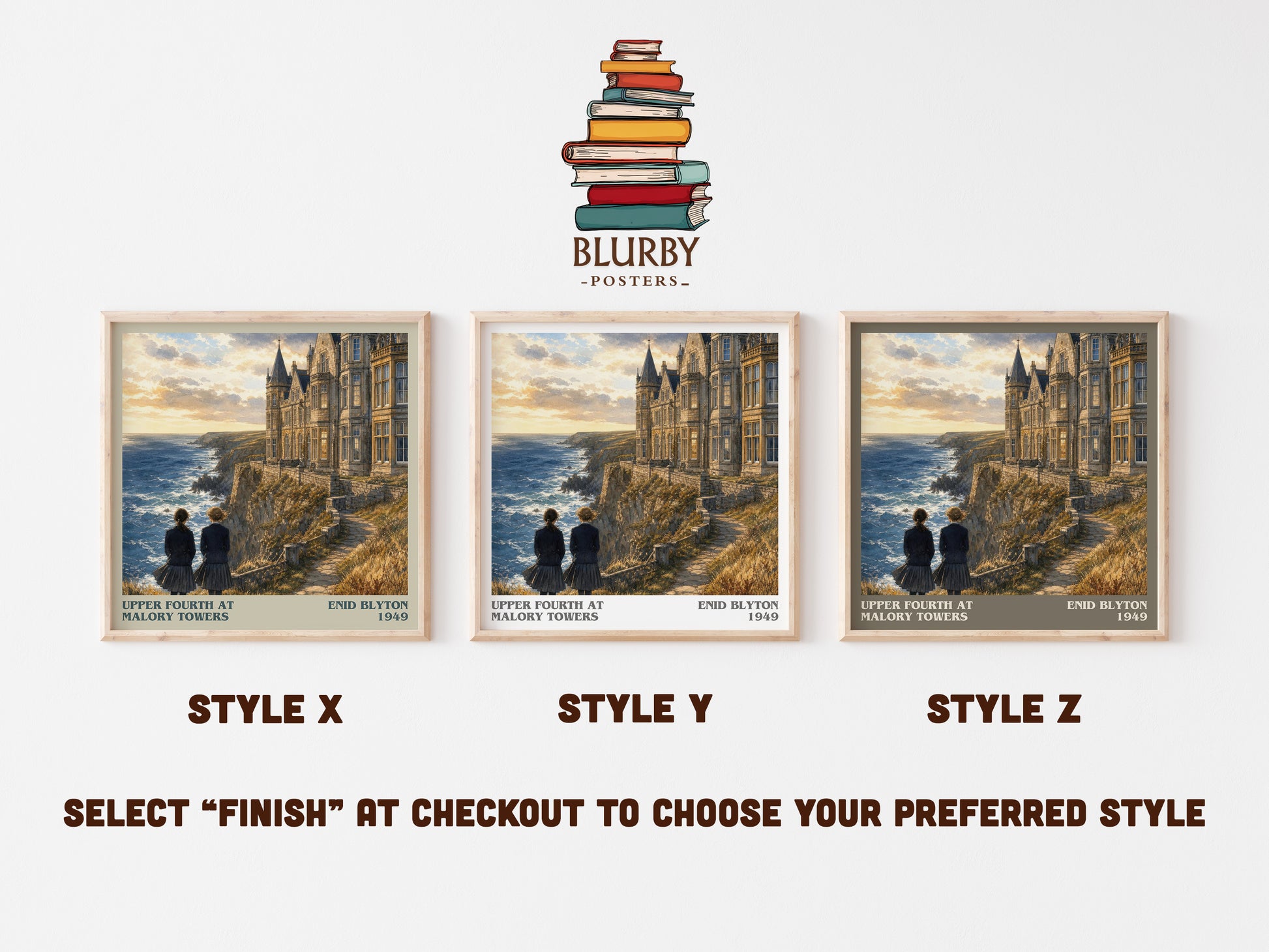 Upper Fourth At Malory Towers literary print in frame leaning in hallway – childrens wall art