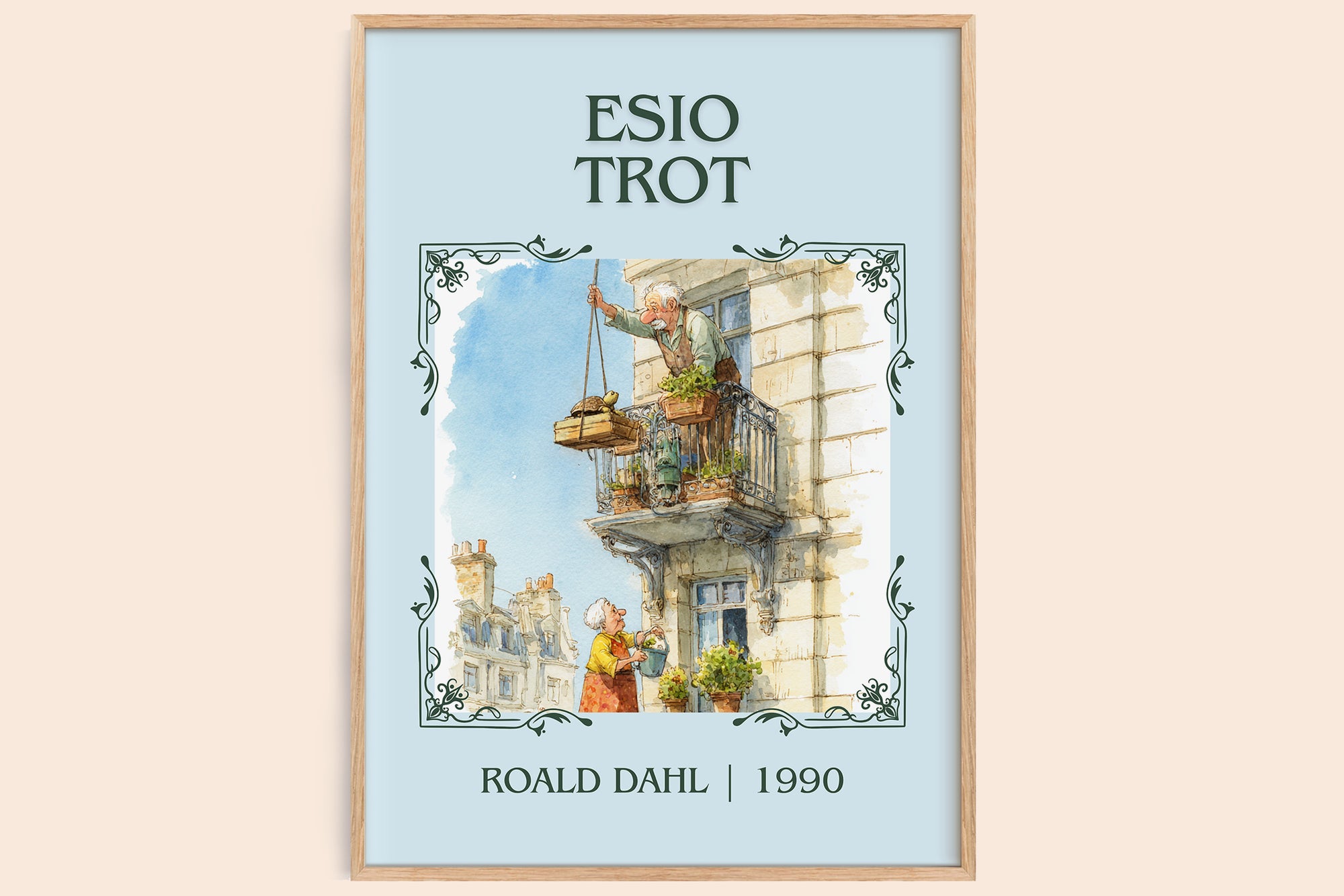 Esio Trot classic book art book poster by Roald Dahl – framed literary art print