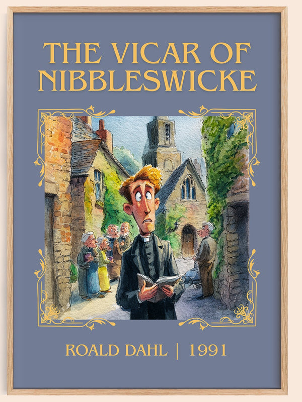 The Vicar of Nibbleswicke classic book art book poster by Roald Dahl – framed literary art print