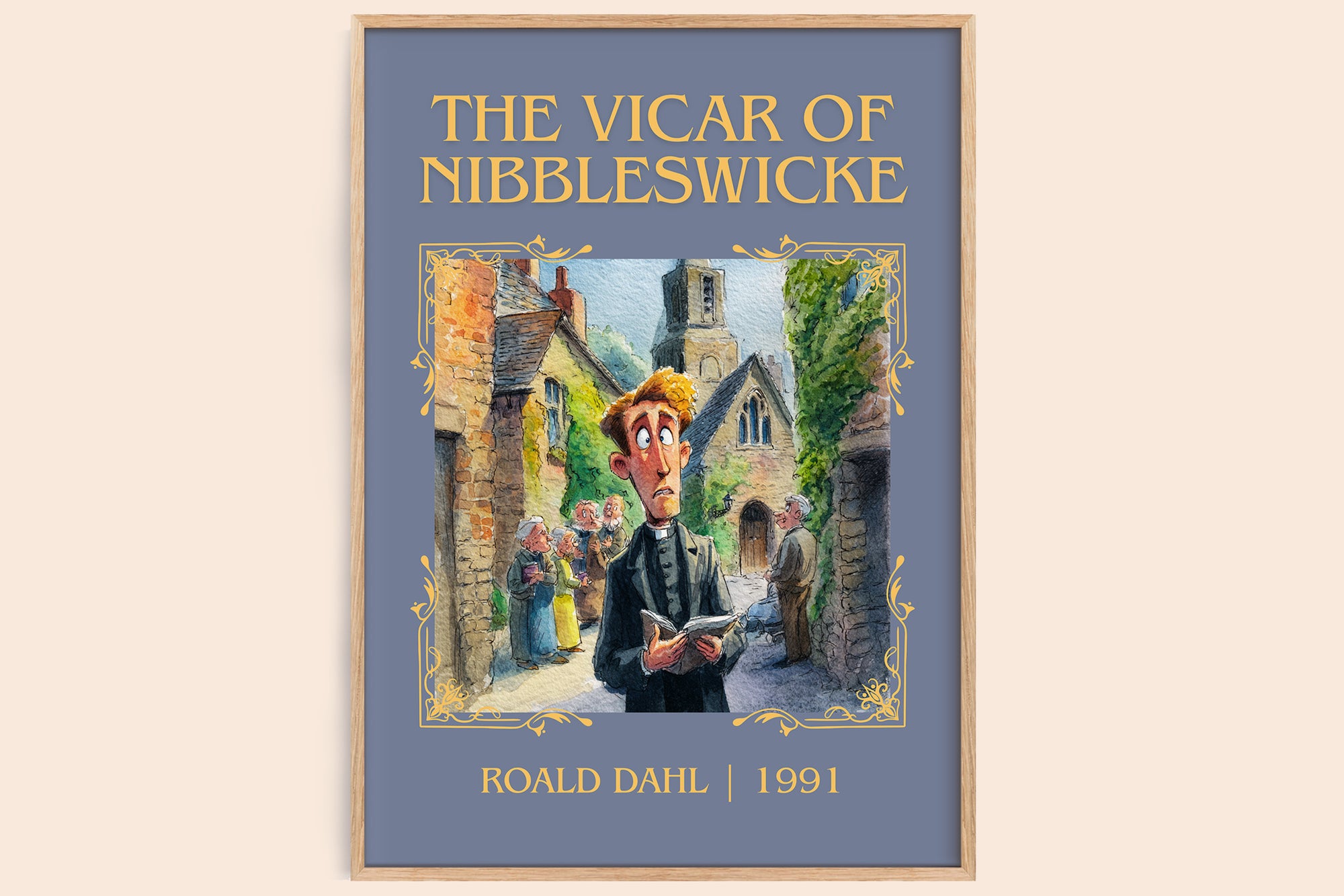 The Vicar of Nibbleswicke classic book art book poster by Roald Dahl – framed literary art print