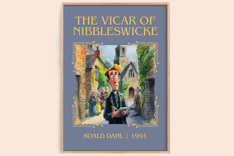 The Vicar of Nibbleswicke classic book art book poster by Roald Dahl – framed literary art print