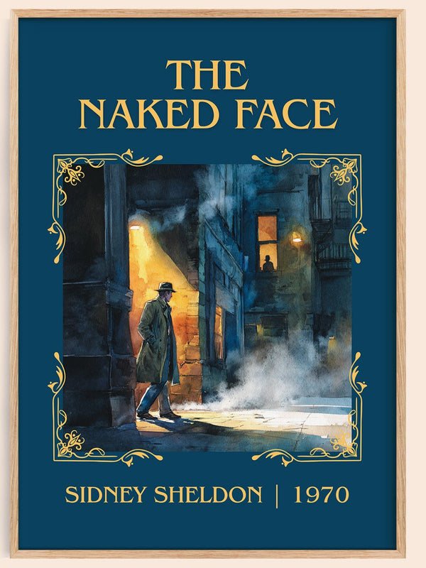 The Naked Face classic book art book poster by Sidney Sheldon – framed literary art print