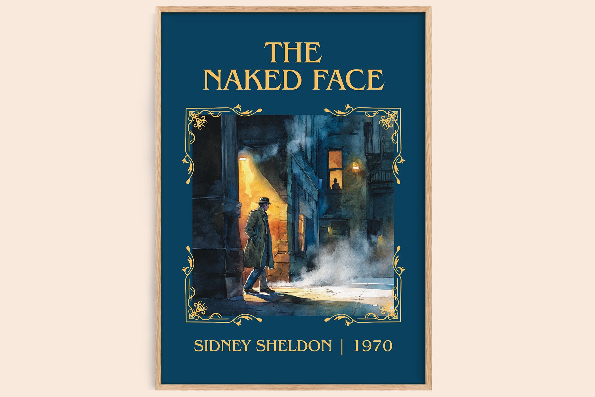 The Naked Face classic book art book poster by Sidney Sheldon – framed literary art print