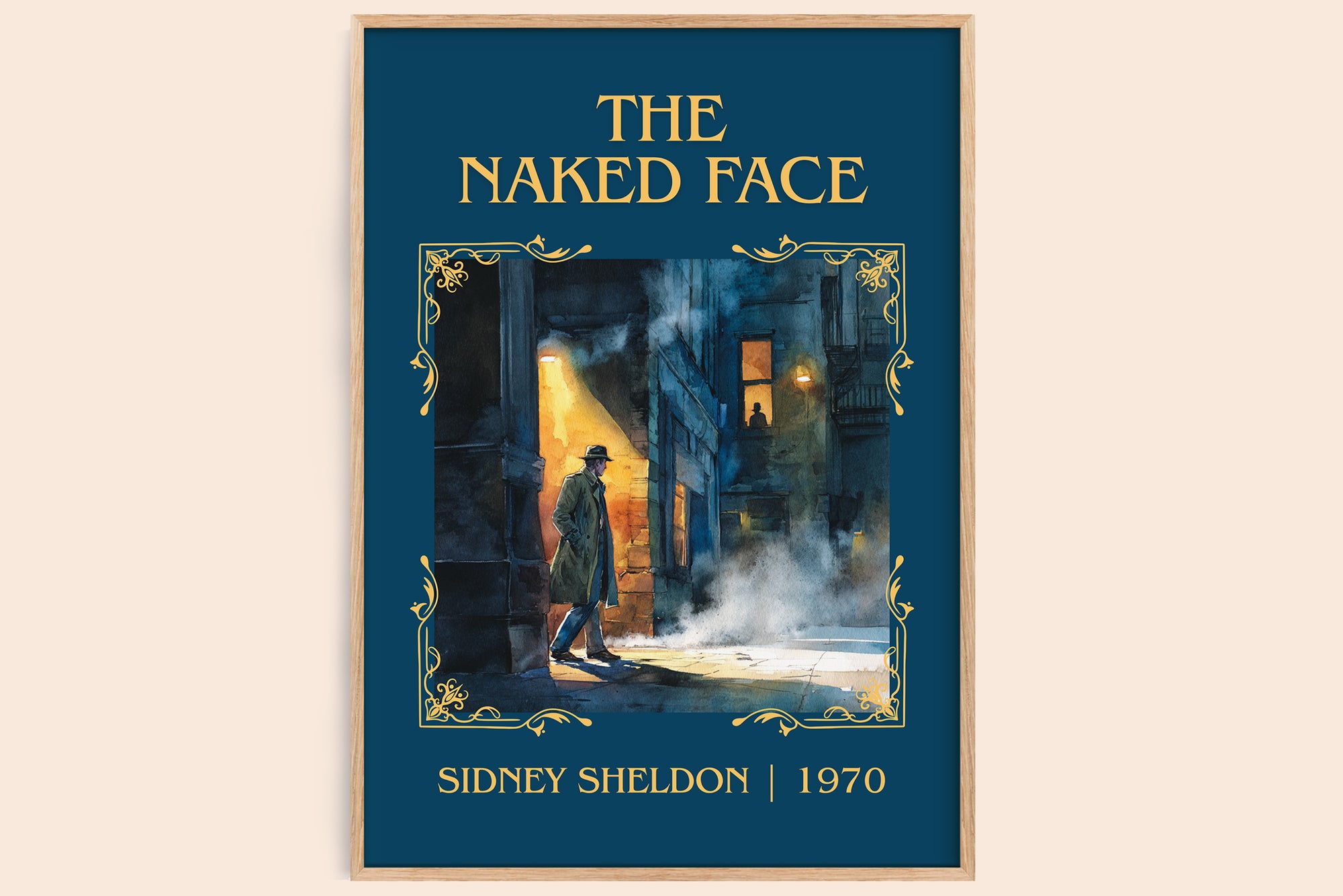The Naked Face classic book art book poster by Sidney Sheldon – framed literary art print