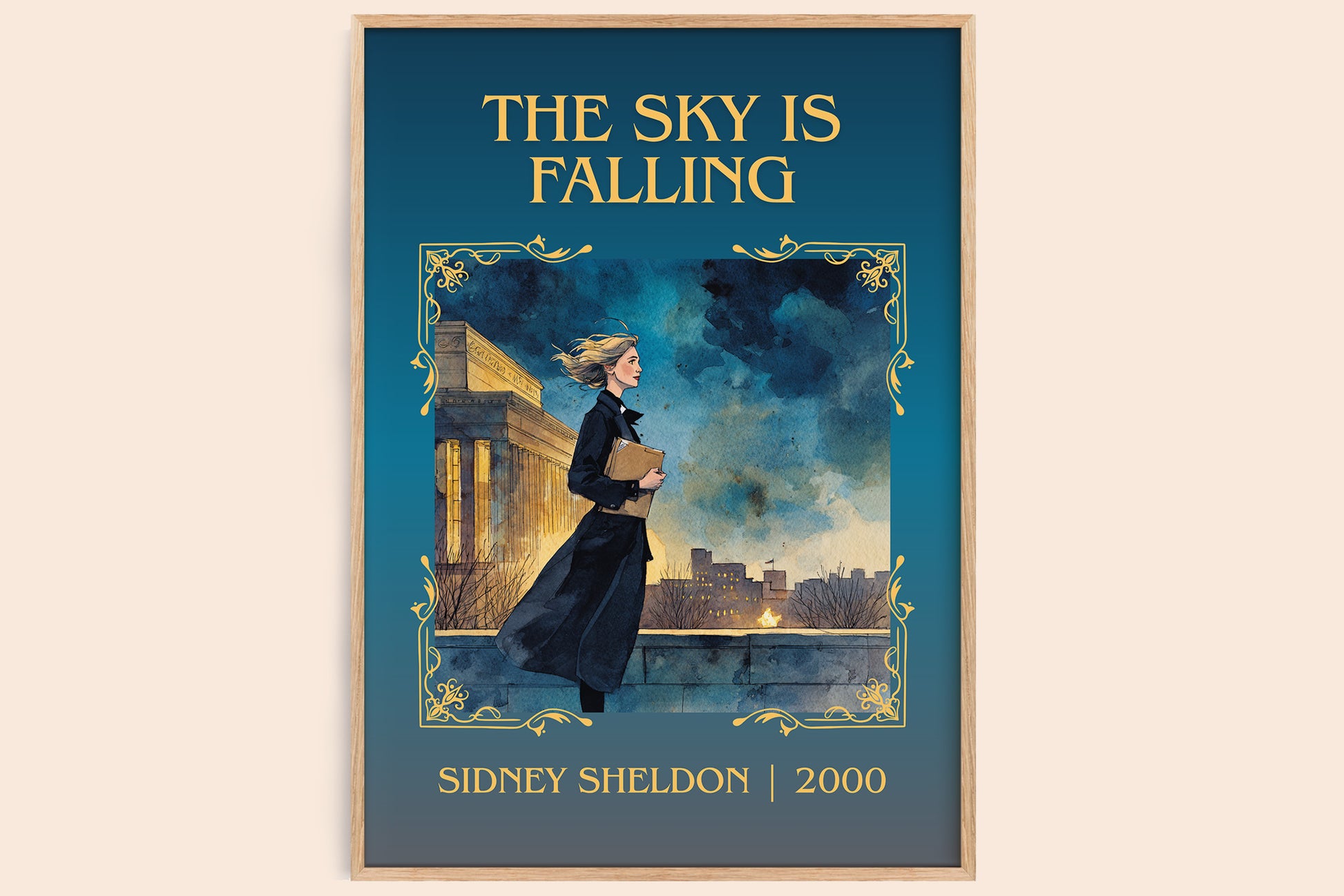 The Sky Is Falling classic book art book poster by Sidney Sheldon – framed literary art print