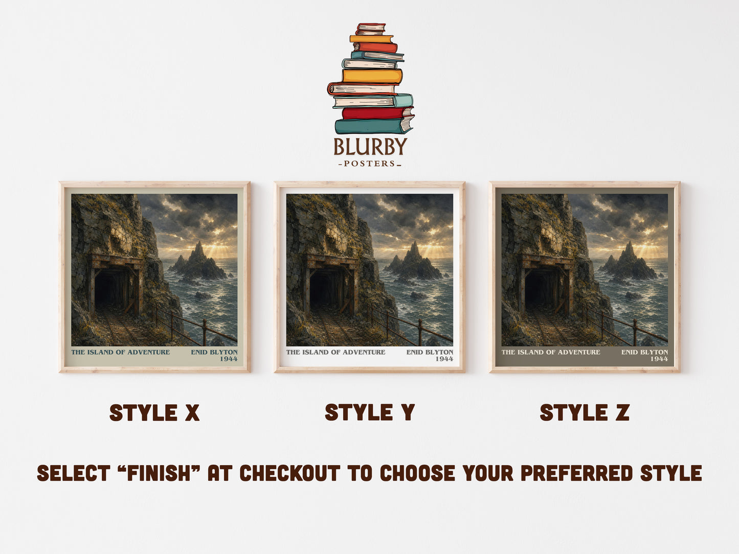 The Island Of Adventure literary print in frame leaning in hallway – childrens wall art