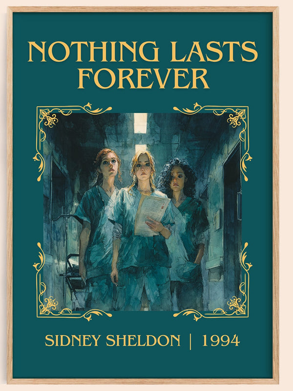 Nothing Lasts Forever classic book art book poster by Sidney Sheldon – framed literary art print