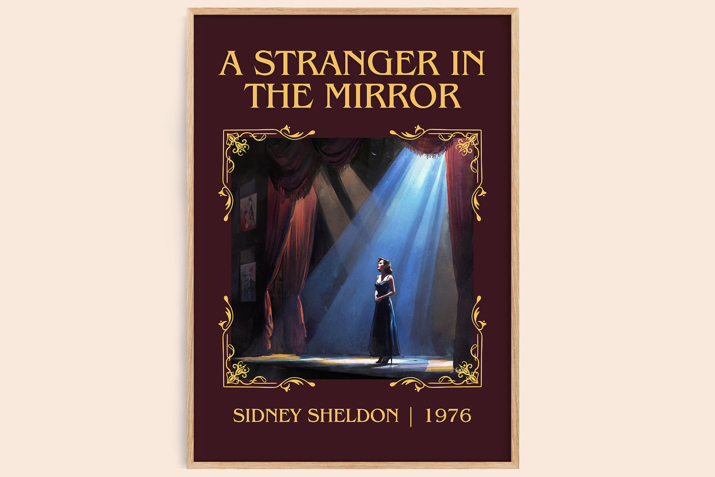 A Stranger in the Mirror classic book art book poster by Sidney Sheldon – framed literary art print