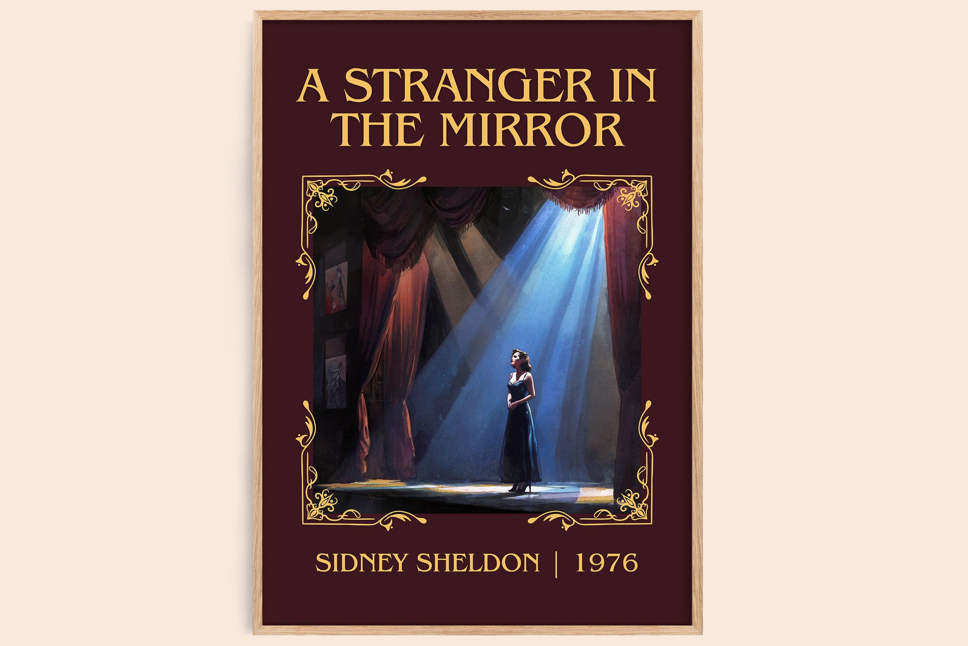 A Stranger in the Mirror classic book art book poster by Sidney Sheldon – framed literary art print