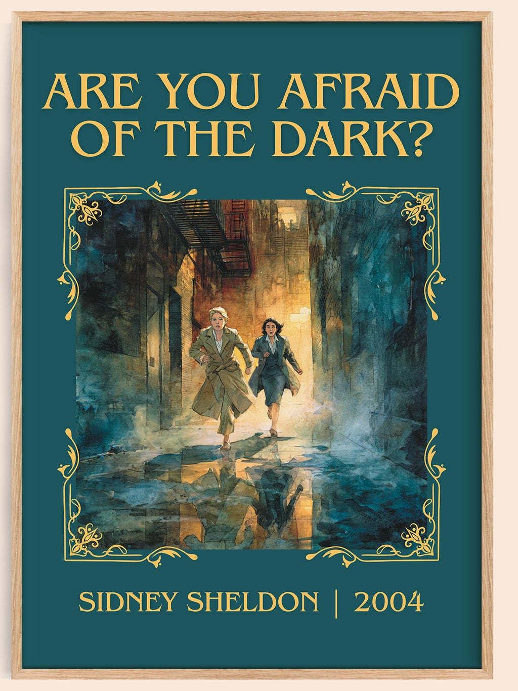 Are You Afraid of the Dark? classic book art book poster by Sidney Sheldon – framed literary art print