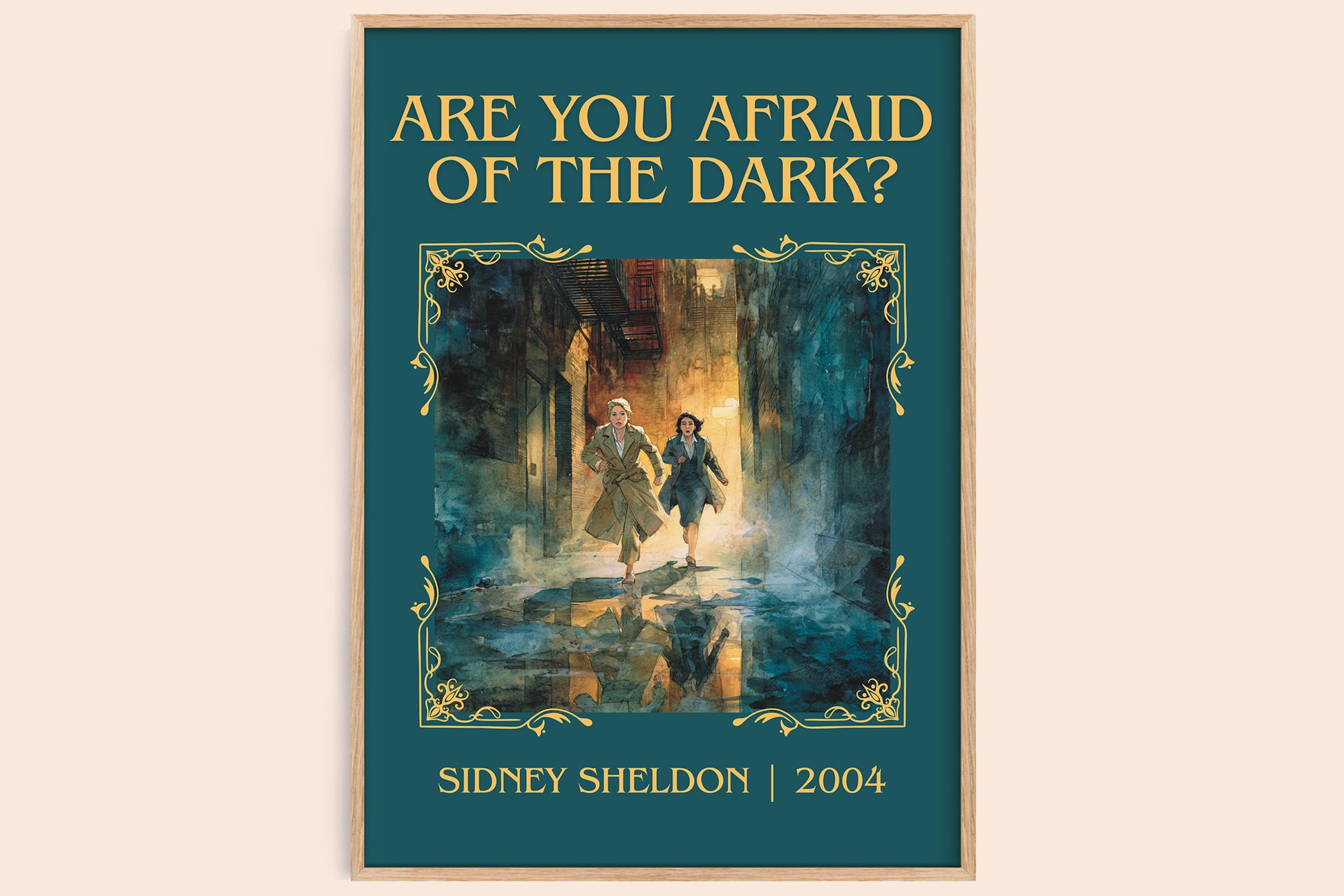 Are You Afraid of the Dark? classic book art book poster by Sidney Sheldon – framed literary art print