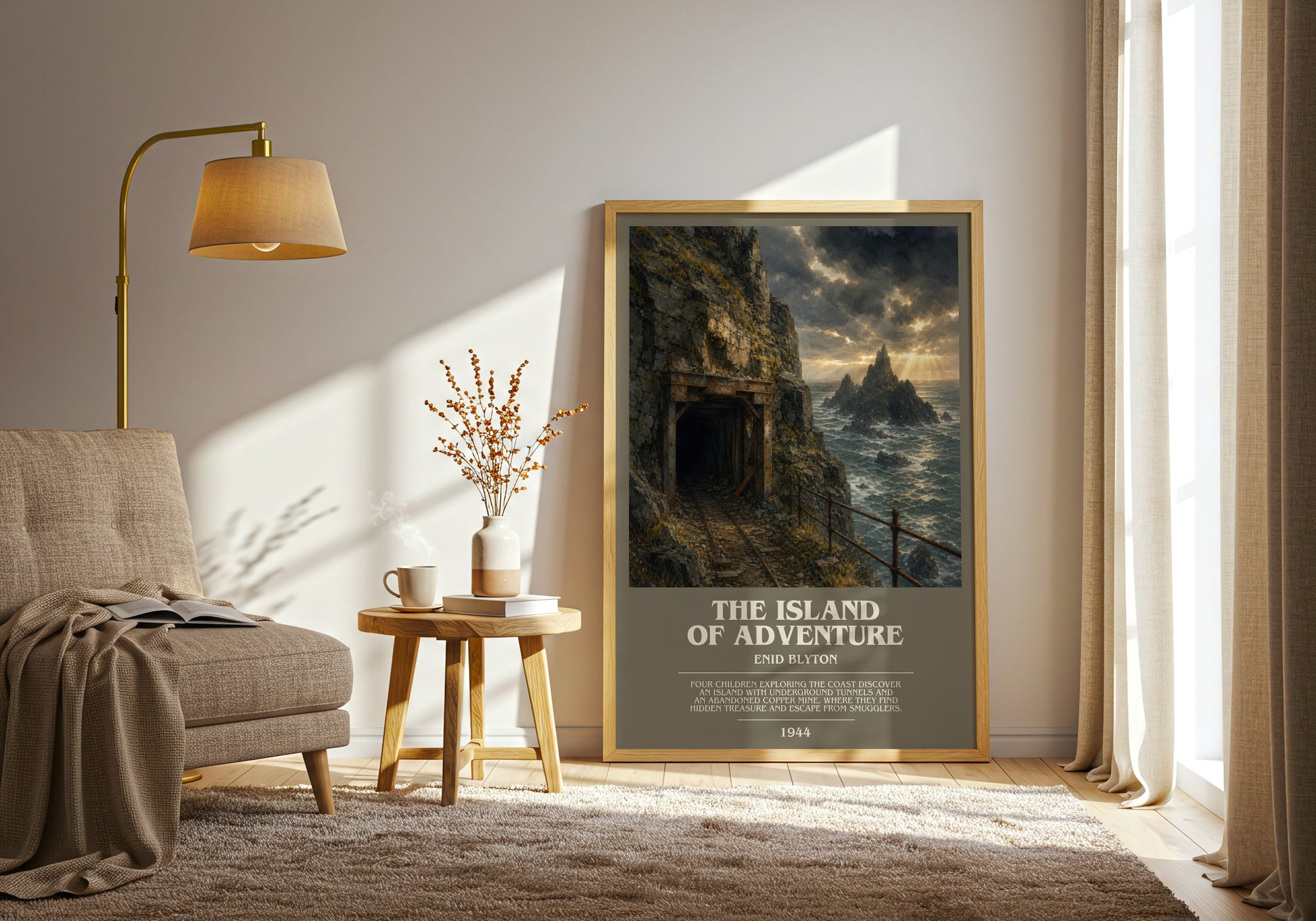 The Island Of Adventure bookish print on bookshelf – Enid Blyton fan gift