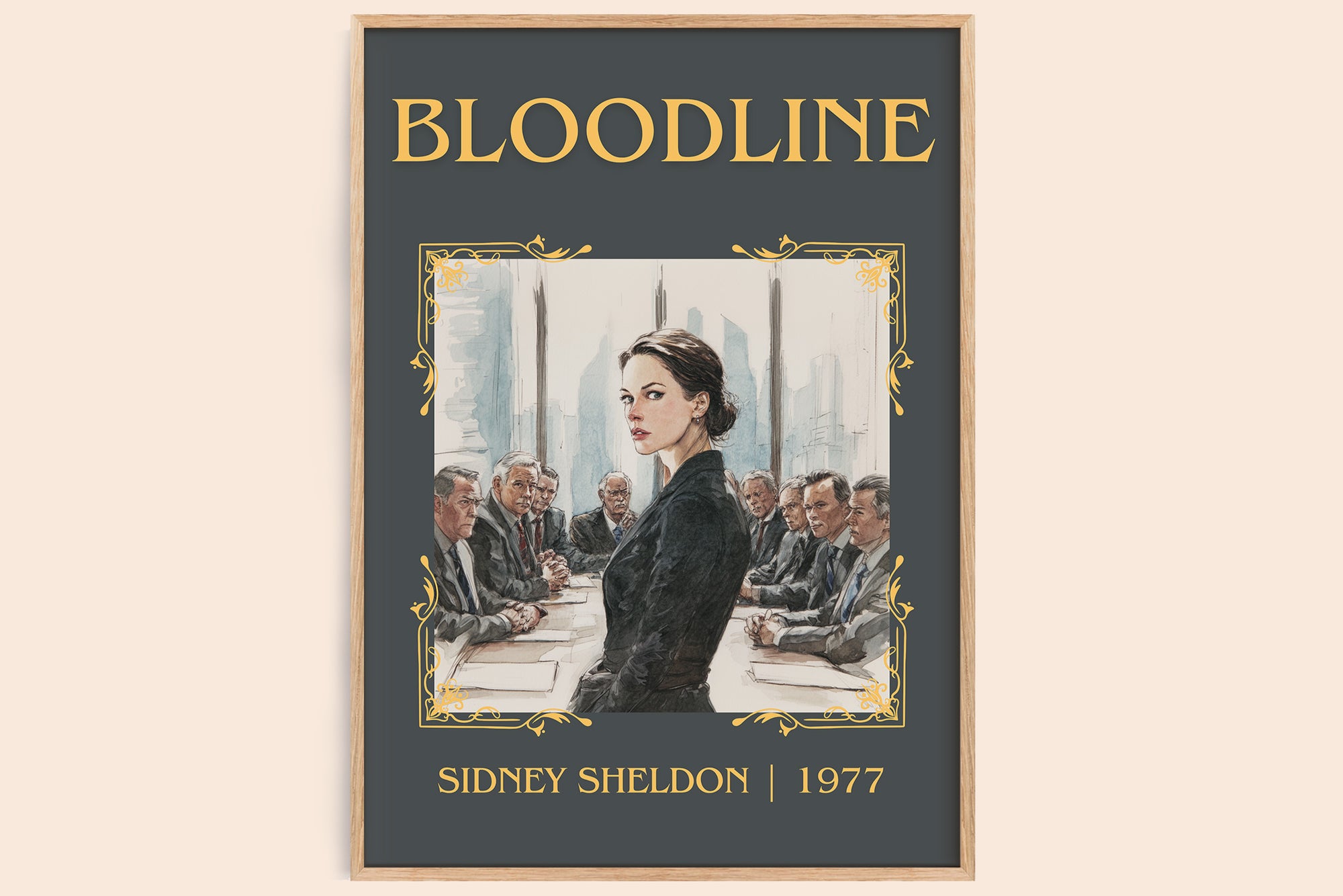 Bloodline classic book art book poster by Sidney Sheldon – framed literary art print