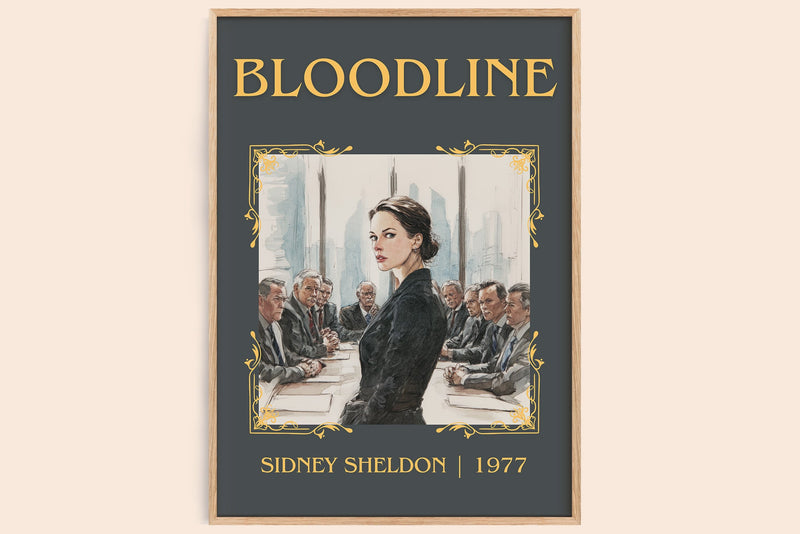Bloodline classic book art book poster by Sidney Sheldon – framed literary art print