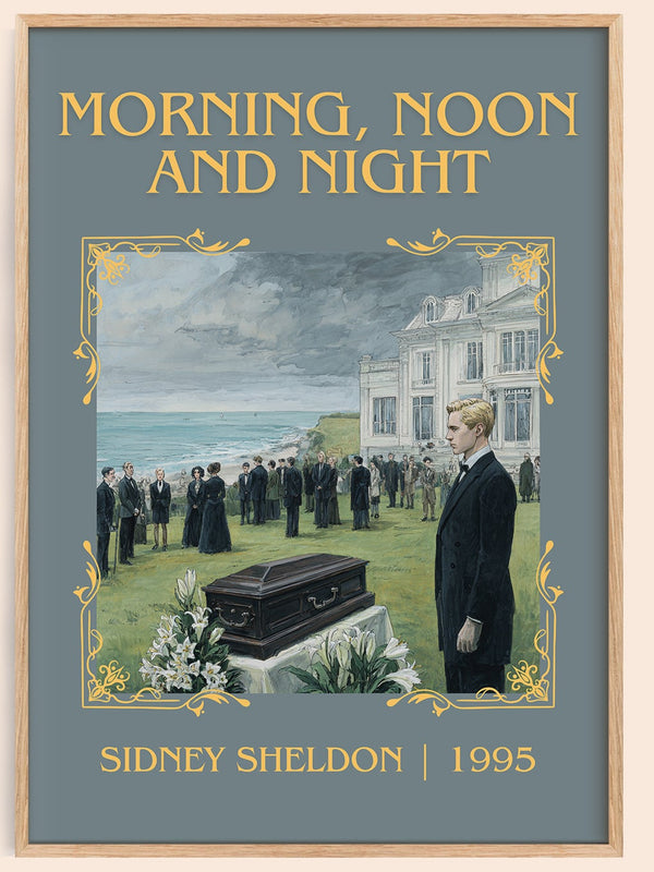 Morning, Noon and Night classic book art book poster by Sidney Sheldon – framed literary art print