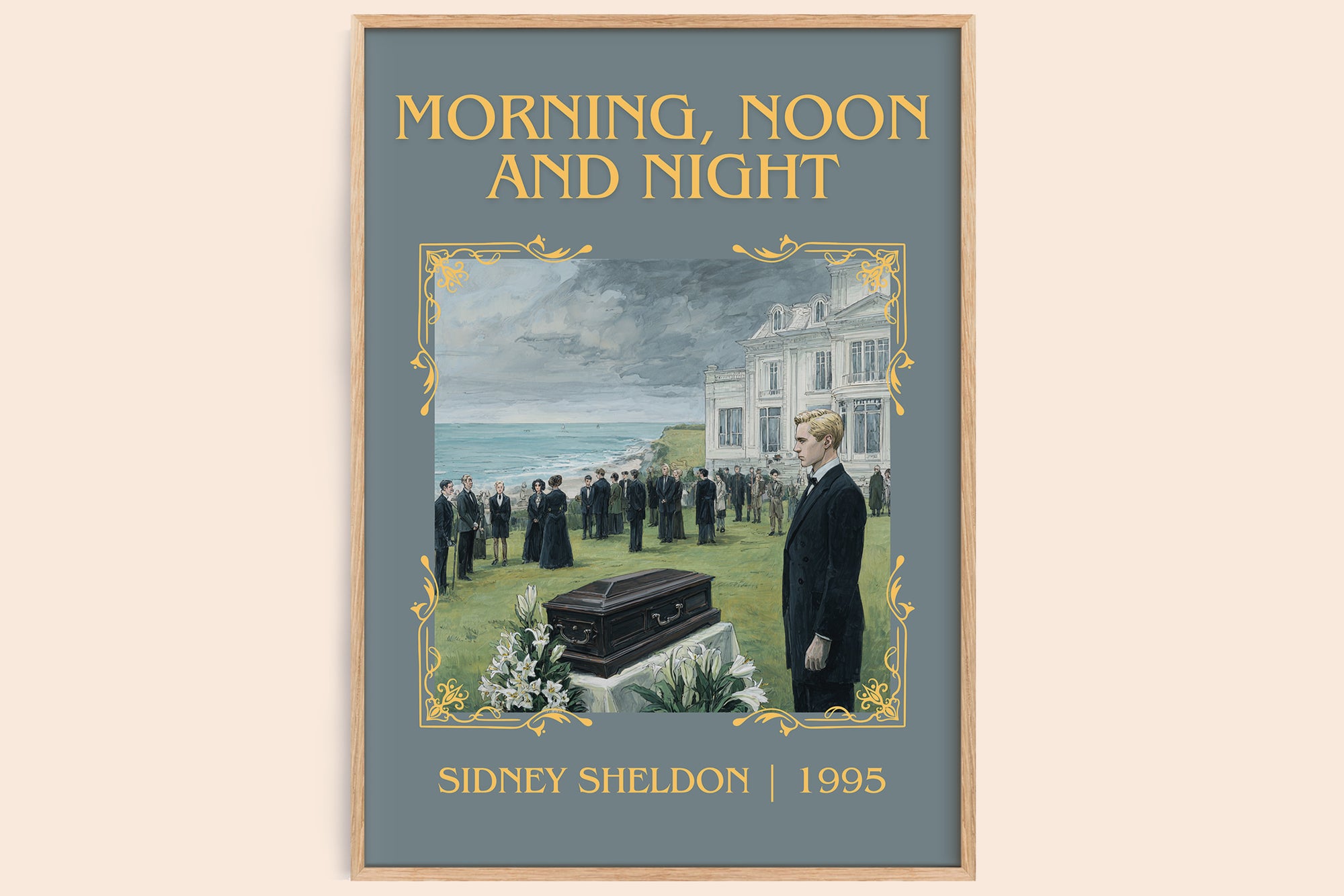 Morning, Noon and Night classic book art book poster by Sidney Sheldon – framed literary art print