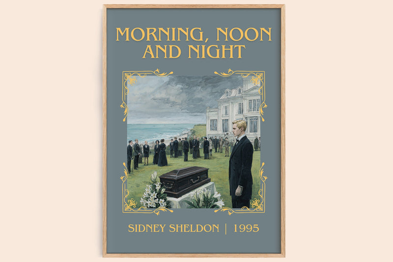 Morning, Noon and Night classic book art book poster by Sidney Sheldon – framed literary art print