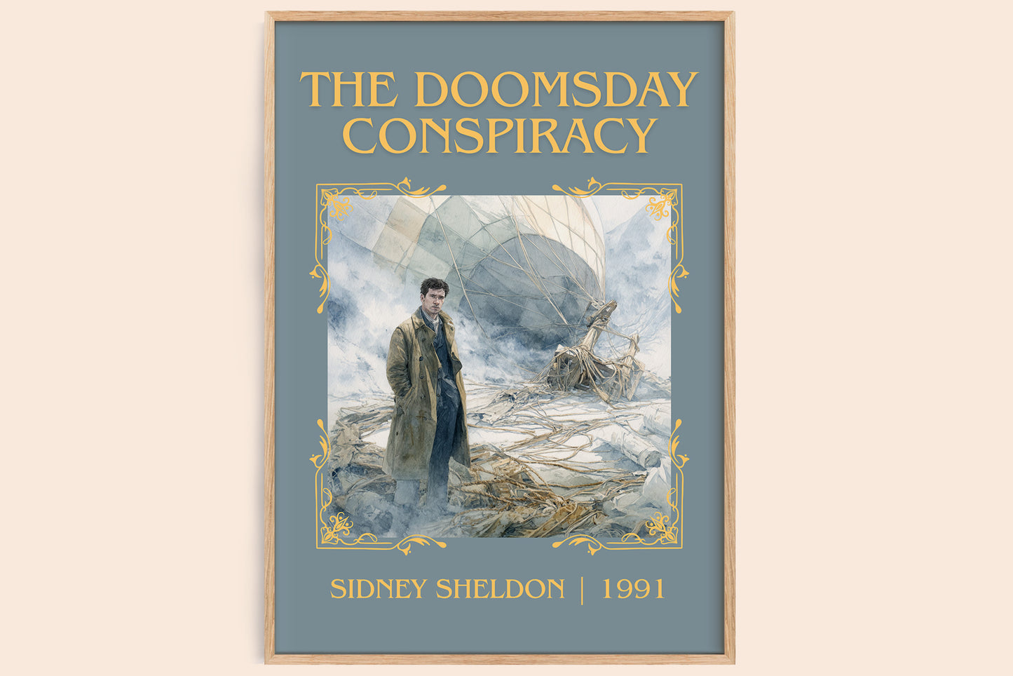 The Doomsday Conspiracy classic book art book poster by Sidney Sheldon – framed literary art print