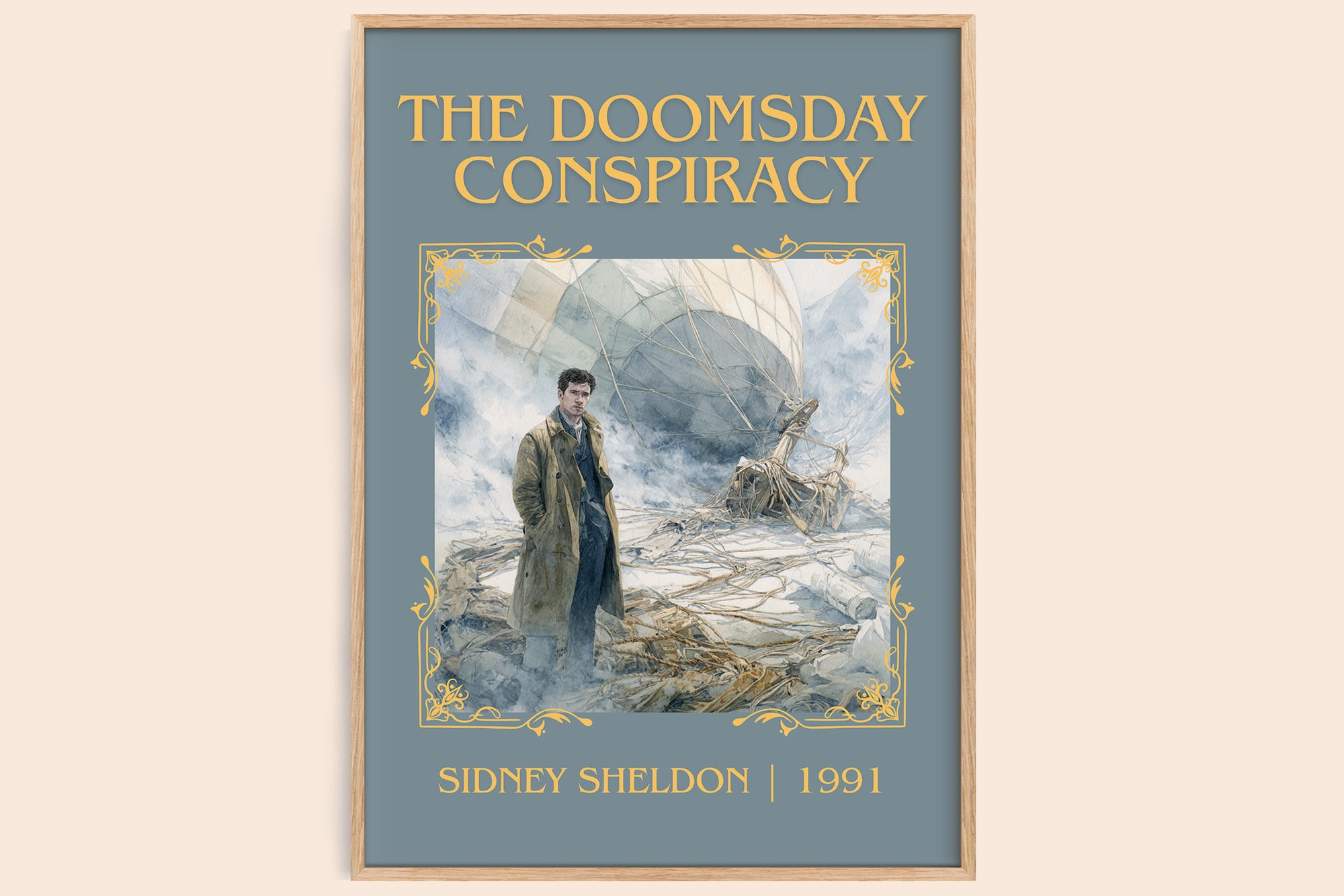The Doomsday Conspiracy classic book art book poster by Sidney Sheldon – framed literary art print