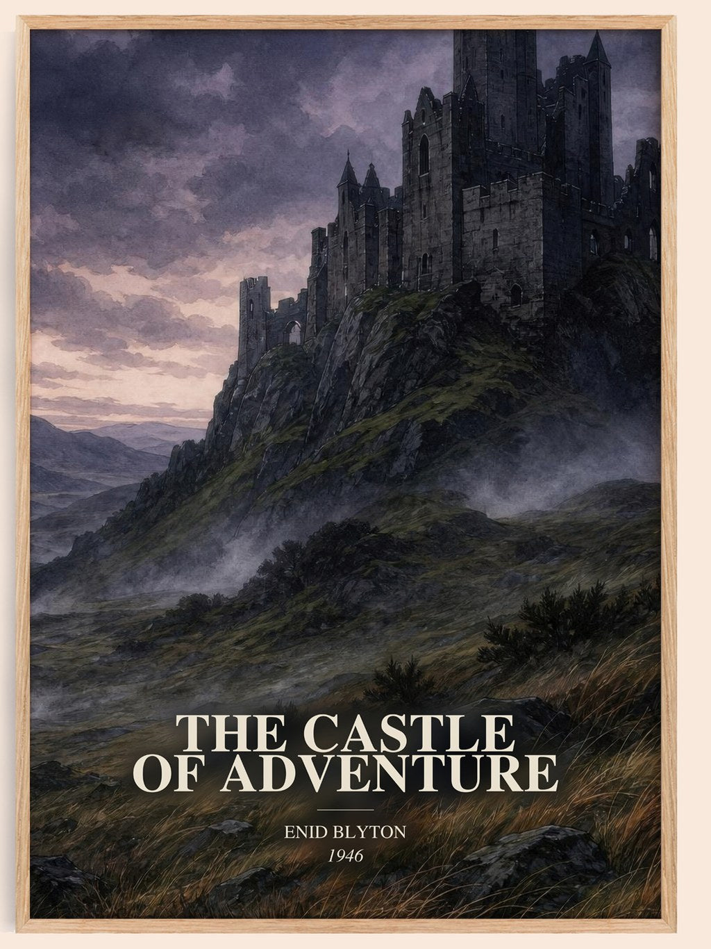 The Castle Of Adventure watercolour book poster by Enid Blyton – framed literary art print