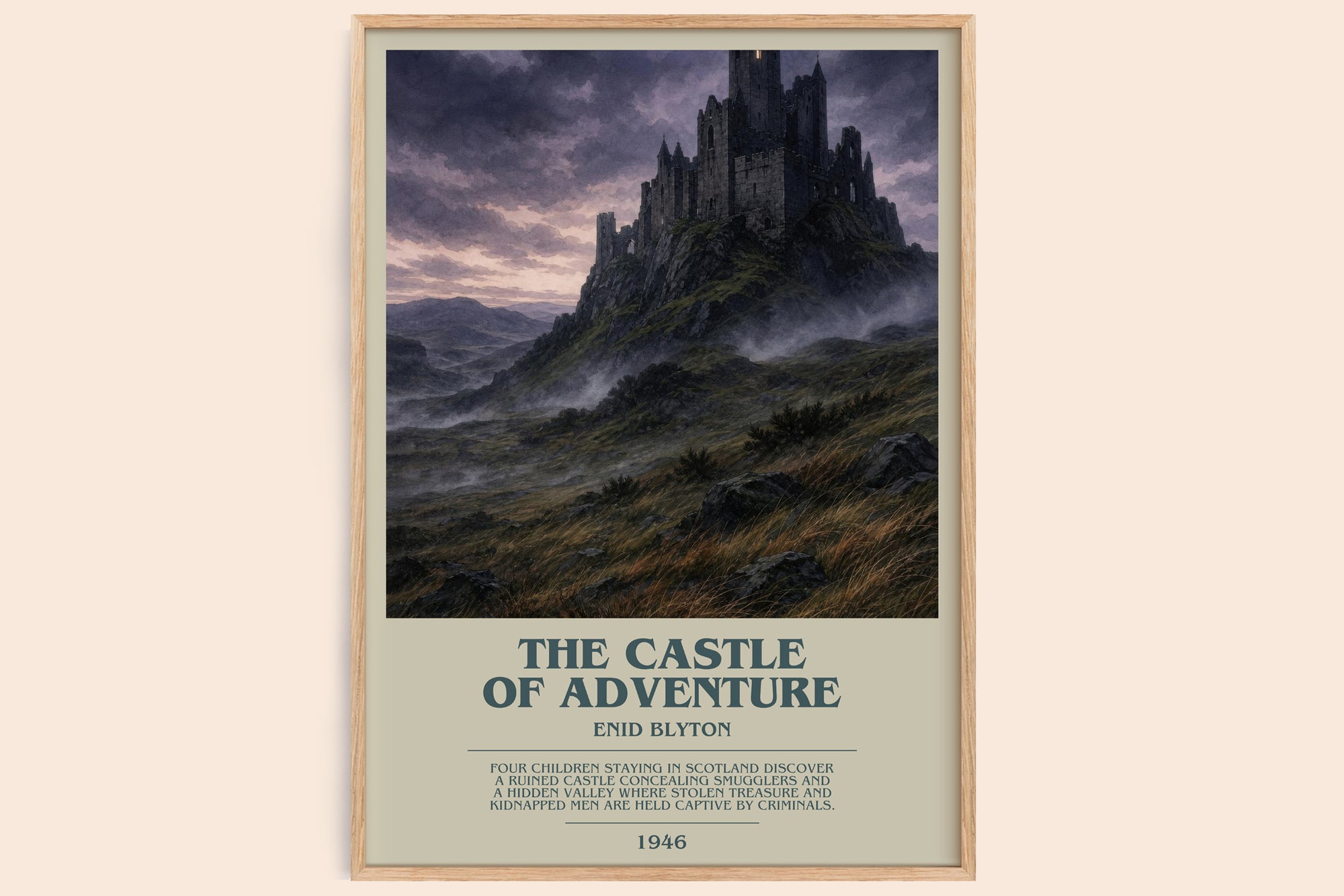 The Castle Of Adventure bookish book poster by Enid Blyton – framed literary art print
