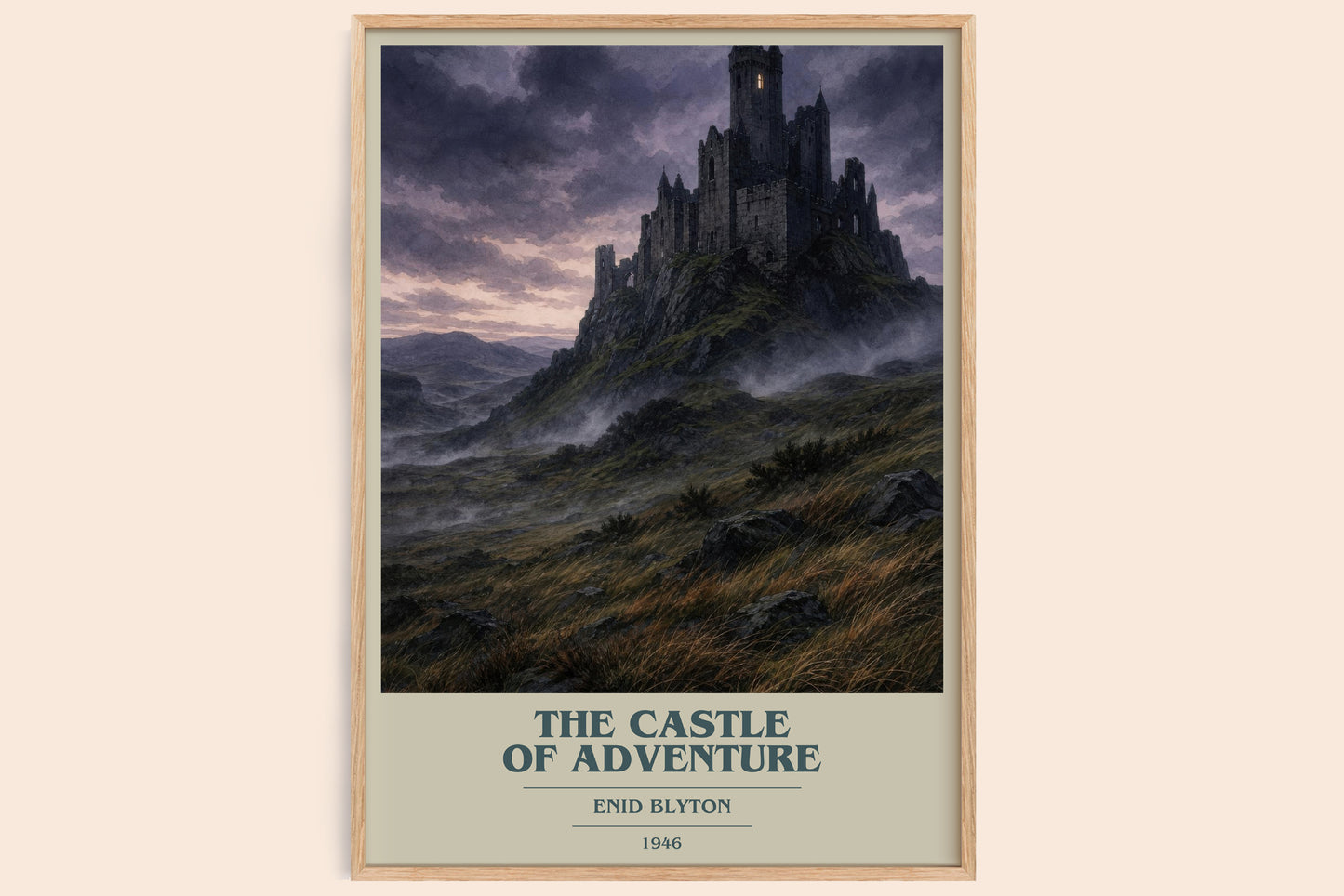 The Castle Of Adventure book cover book poster by Enid Blyton – framed literary art print