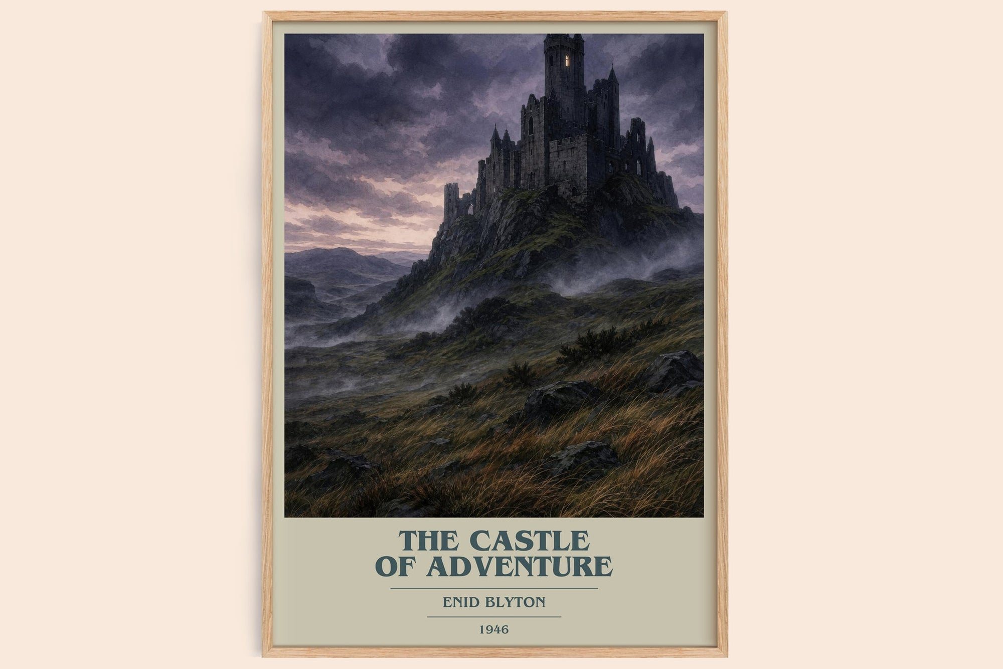 The Castle Of Adventure book cover book poster by Enid Blyton – framed literary art print