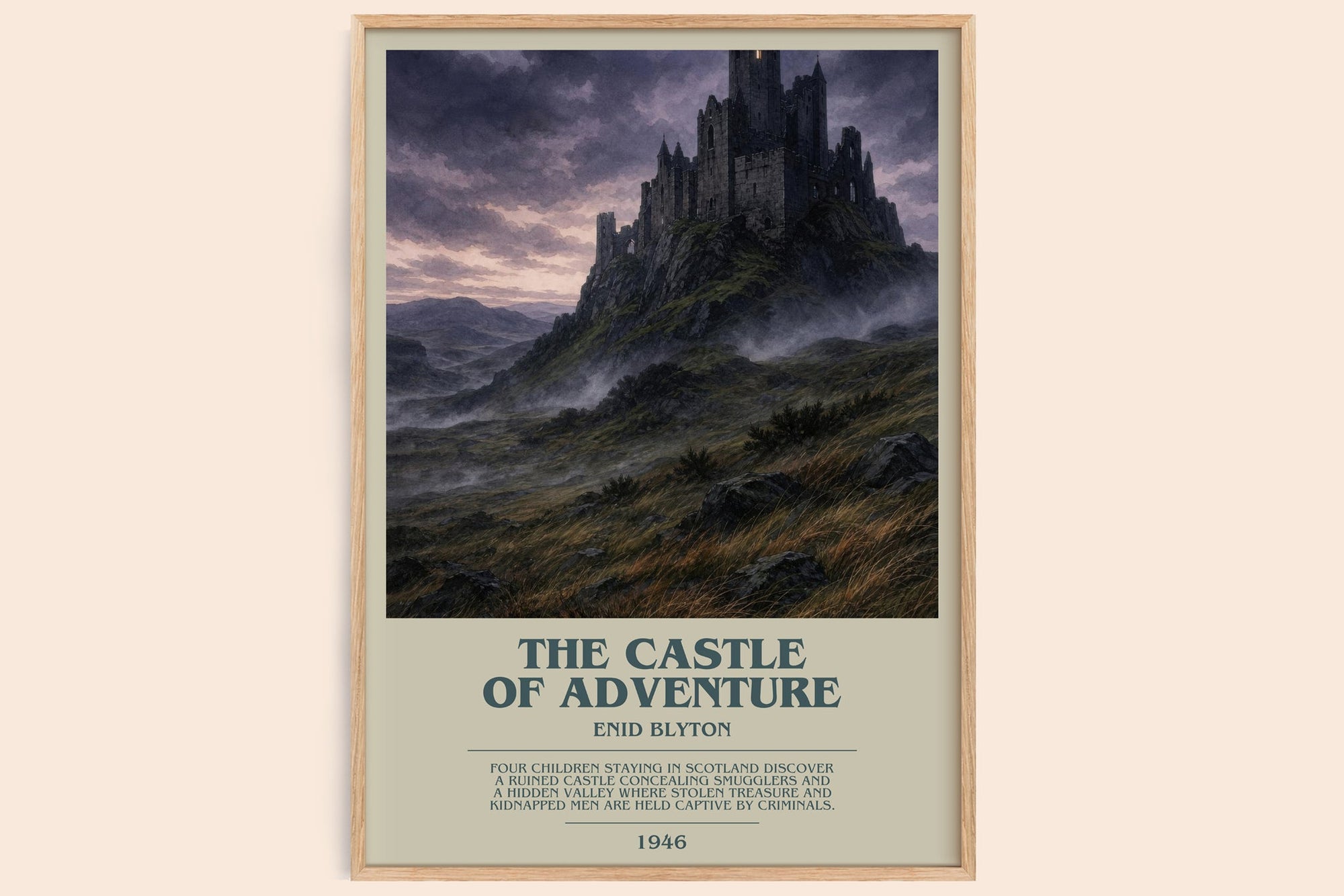 The Castle Of Adventure bookish book poster by Enid Blyton – framed literary art print