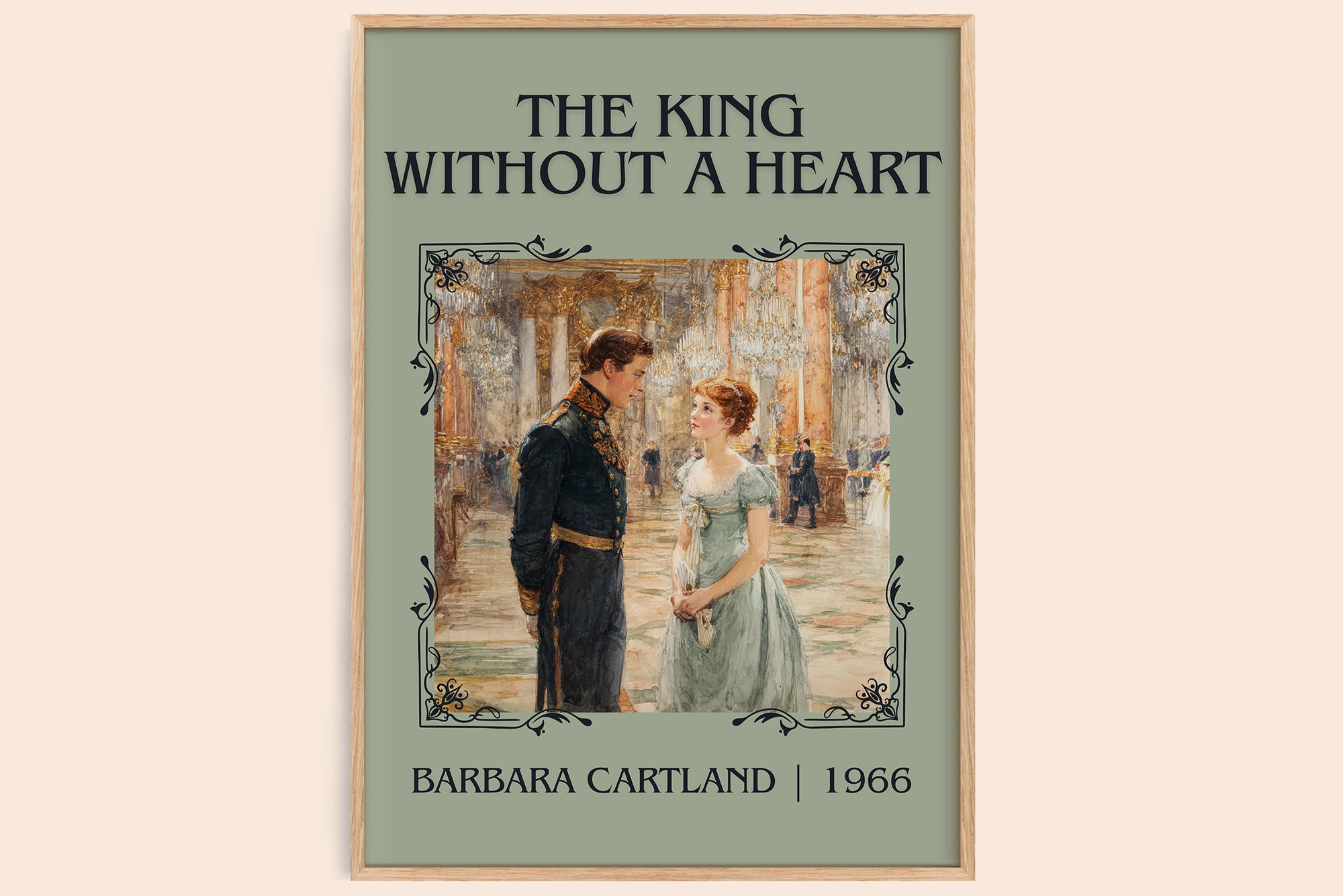 The King Without A heart classic book art book poster by Barbara Cartland – framed literary art print