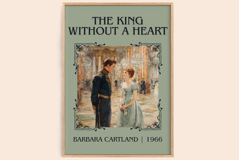 The King Without A heart classic book art book poster by Barbara Cartland – framed literary art print