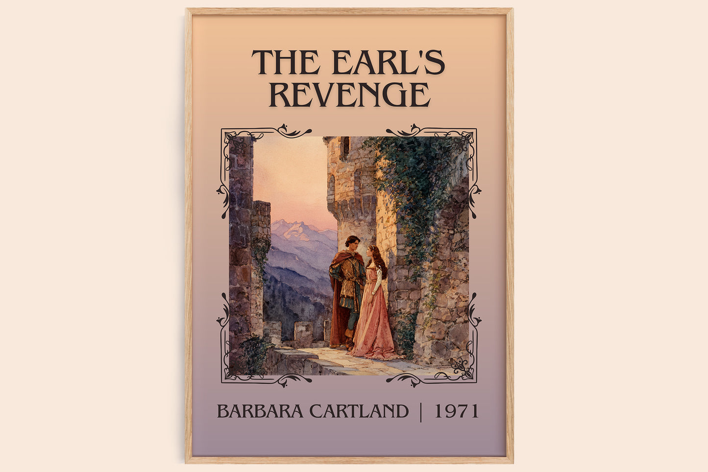 The Earl's Revenge classic book art print in frame leaning in hallway – romance wall art