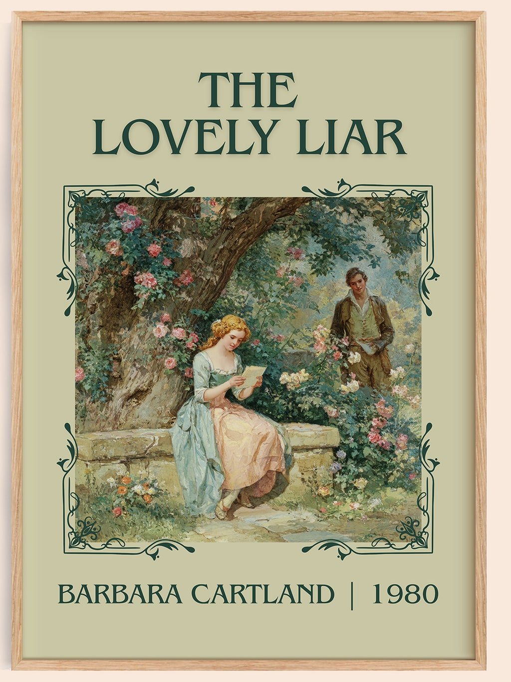 The Lovely Liar classic book art book poster by Barbara Cartland – framed literary art print