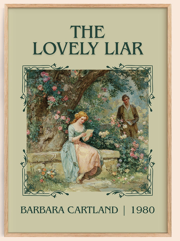 The Lovely Liar classic book art book poster by Barbara Cartland – framed literary art print